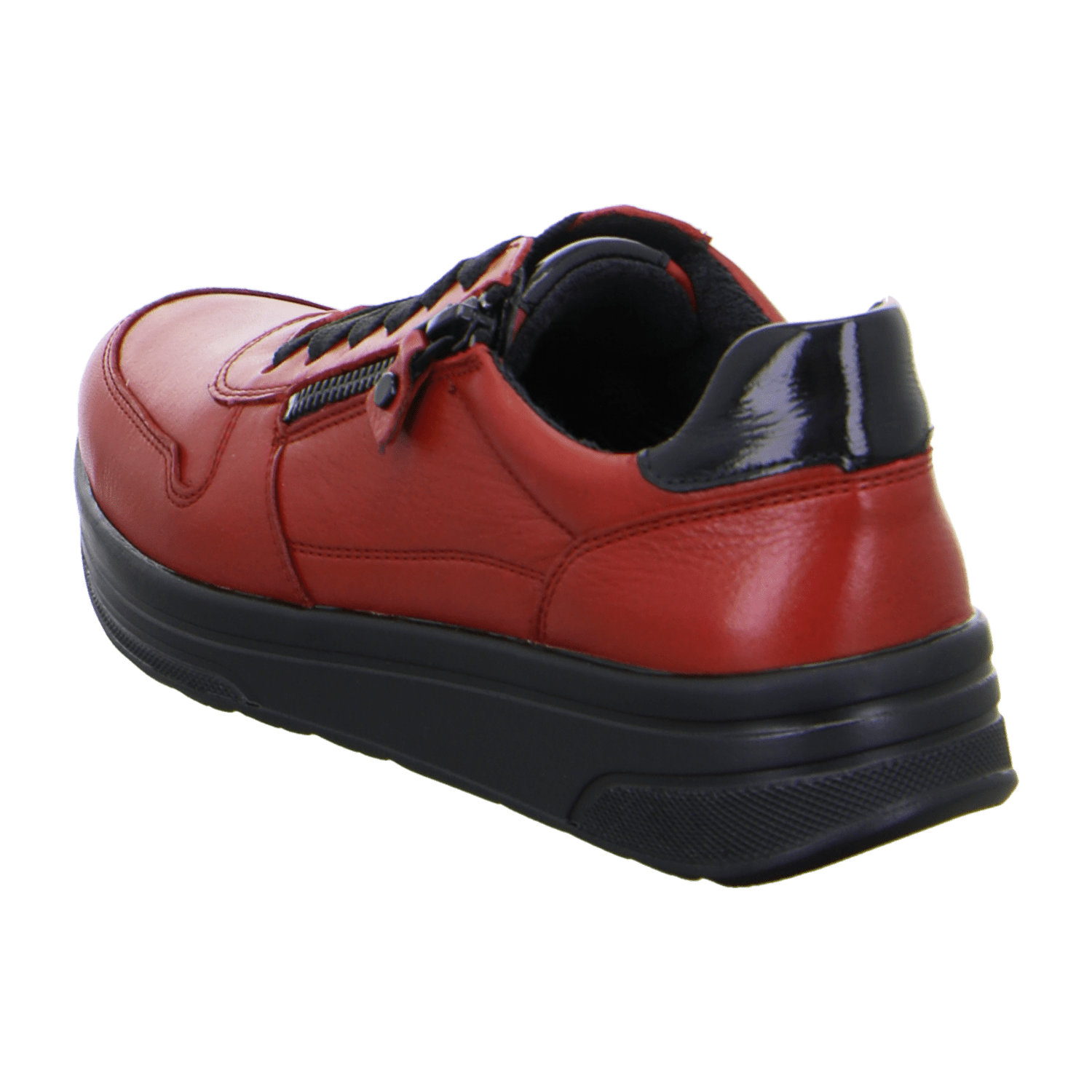 ARA SAPPORO Women's Sneakers in Red Smooth Leather with Pull-On Closure and Round Toe