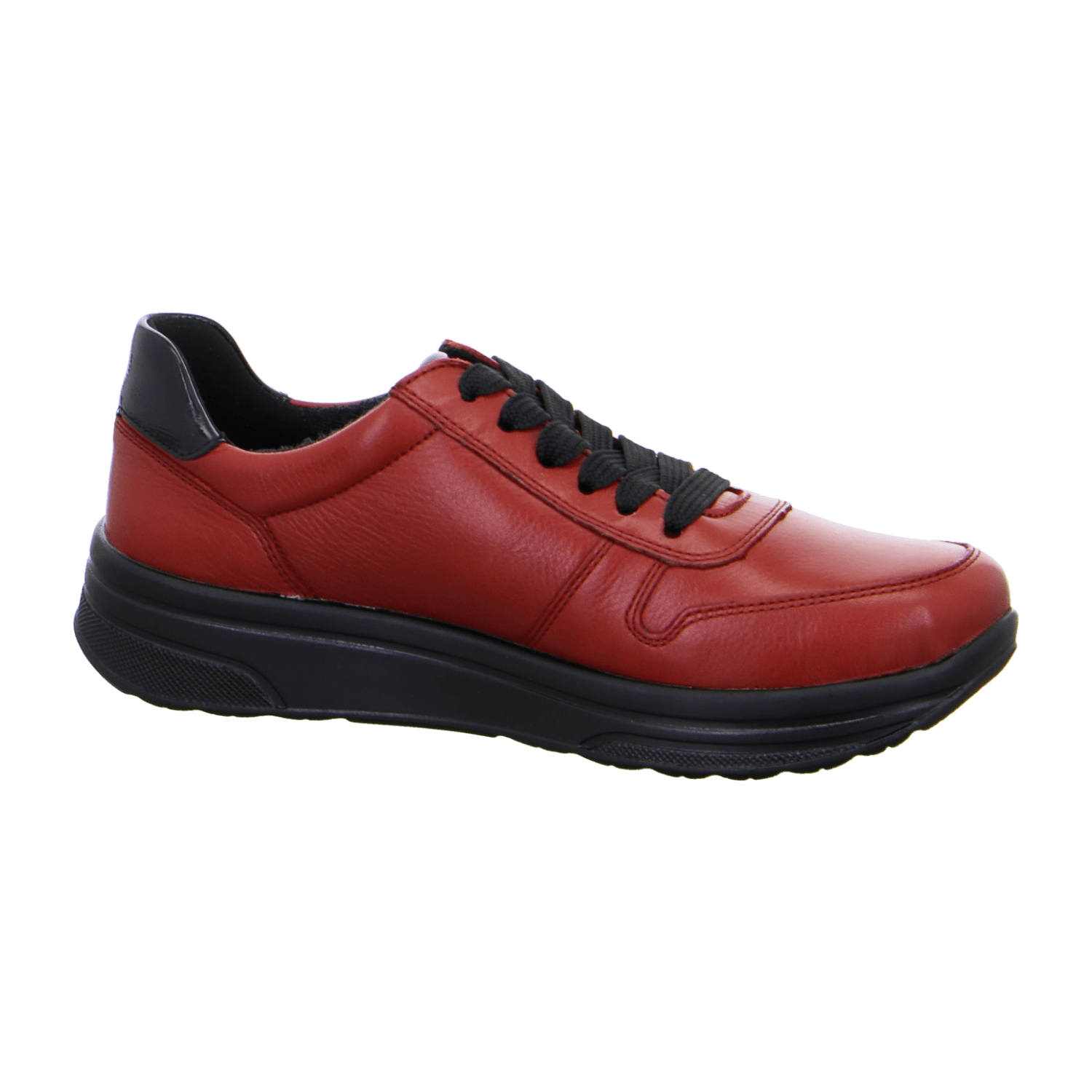 ARA SAPPORO Women's Sneakers in Red Smooth Leather with Pull-On Closure and Round Toe