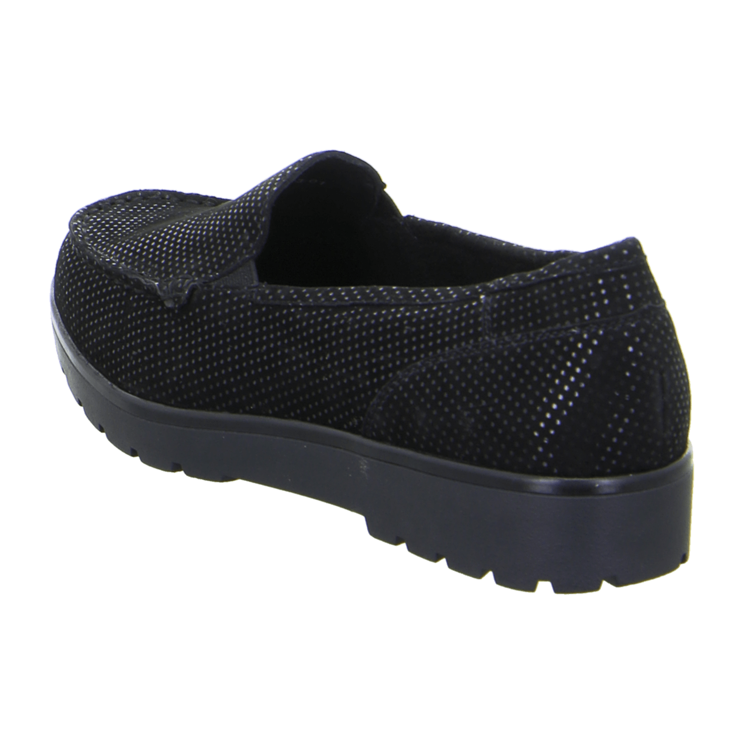 ARA DALLAS Women's Velour Leather Slip-On Moccasin in Black with Round Toe and Textile Lining