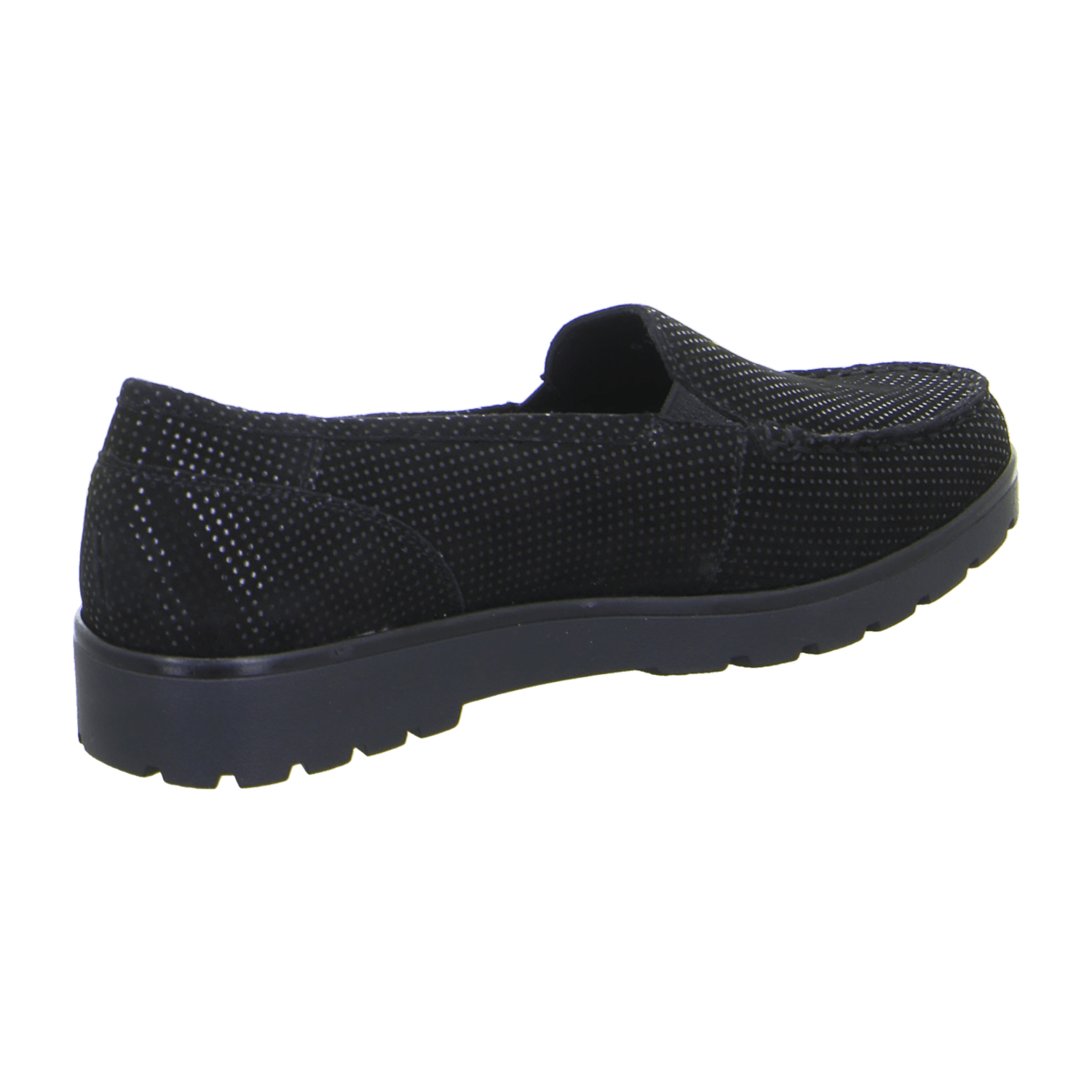 ARA DALLAS Women's Velour Leather Slip-On Moccasin in Black with Round Toe and Textile Lining