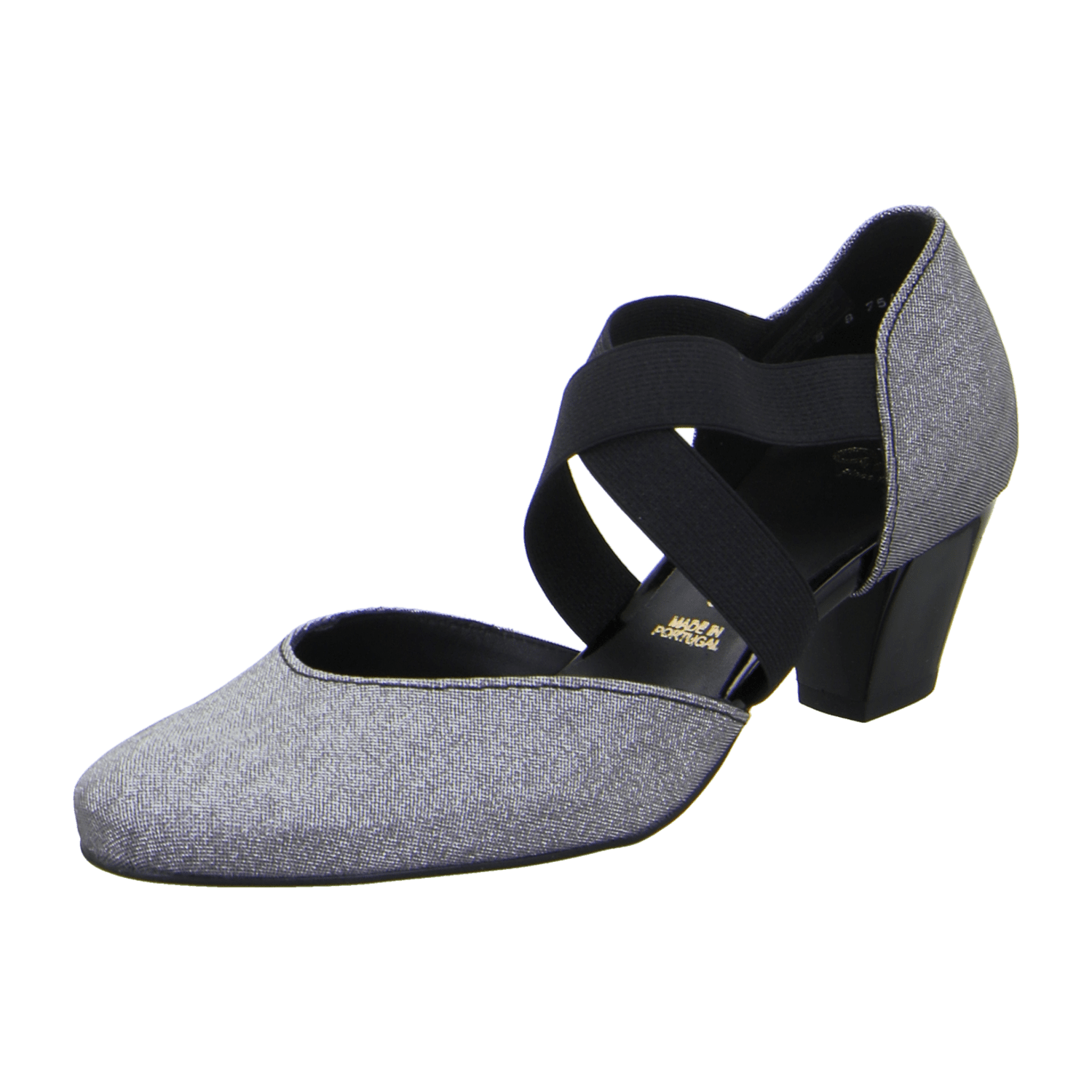 ARA Toulouse Women's D'Orsay Pumps Gray Glitter Leather Synthetic Pull-On Style Round Toe