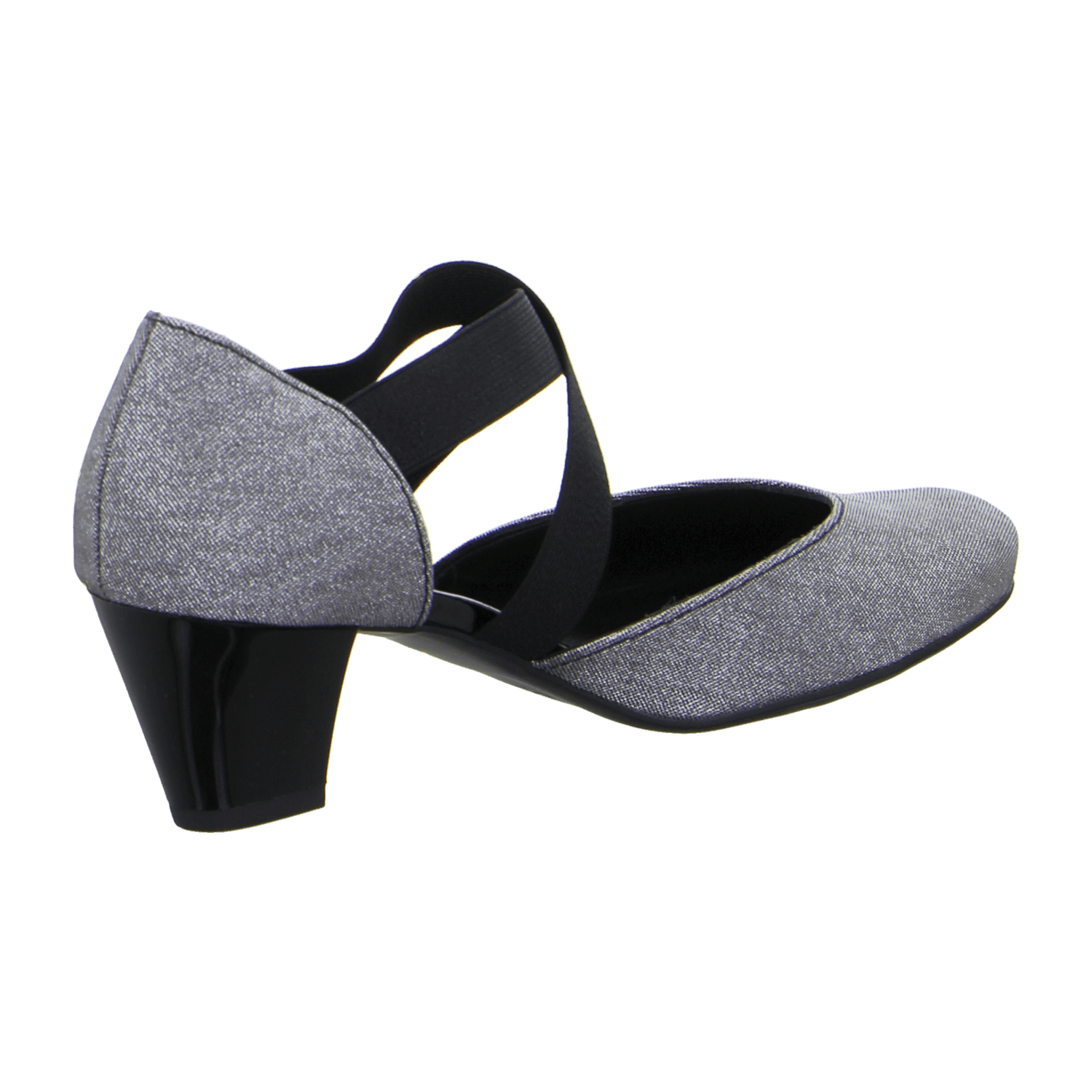 ARA Toulouse Women's D'Orsay Pumps Gray Glitter Leather Synthetic Pull-On Style Round Toe