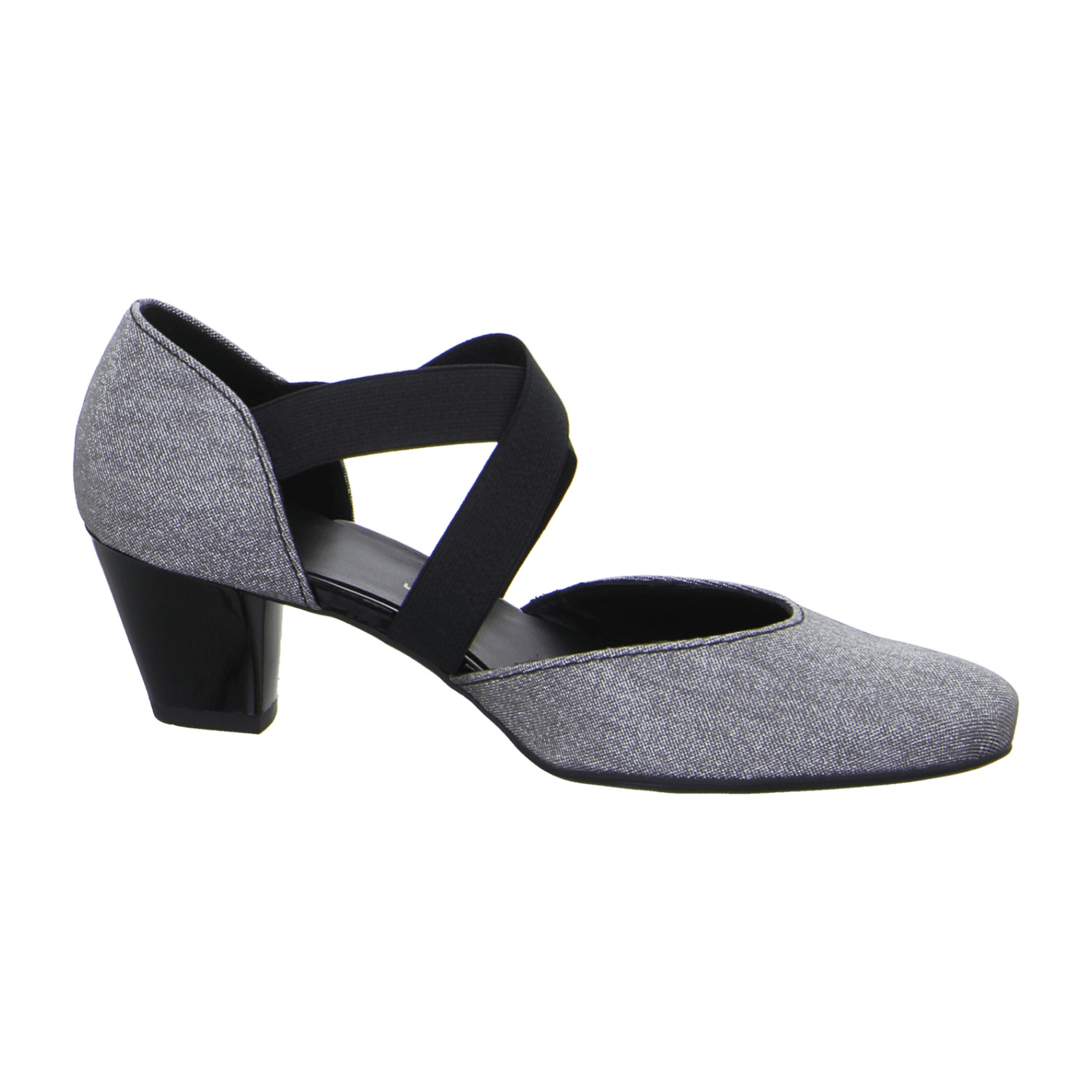 ARA Toulouse Women's D'Orsay Pumps Gray Glitter Leather Synthetic Pull-On Style Round Toe