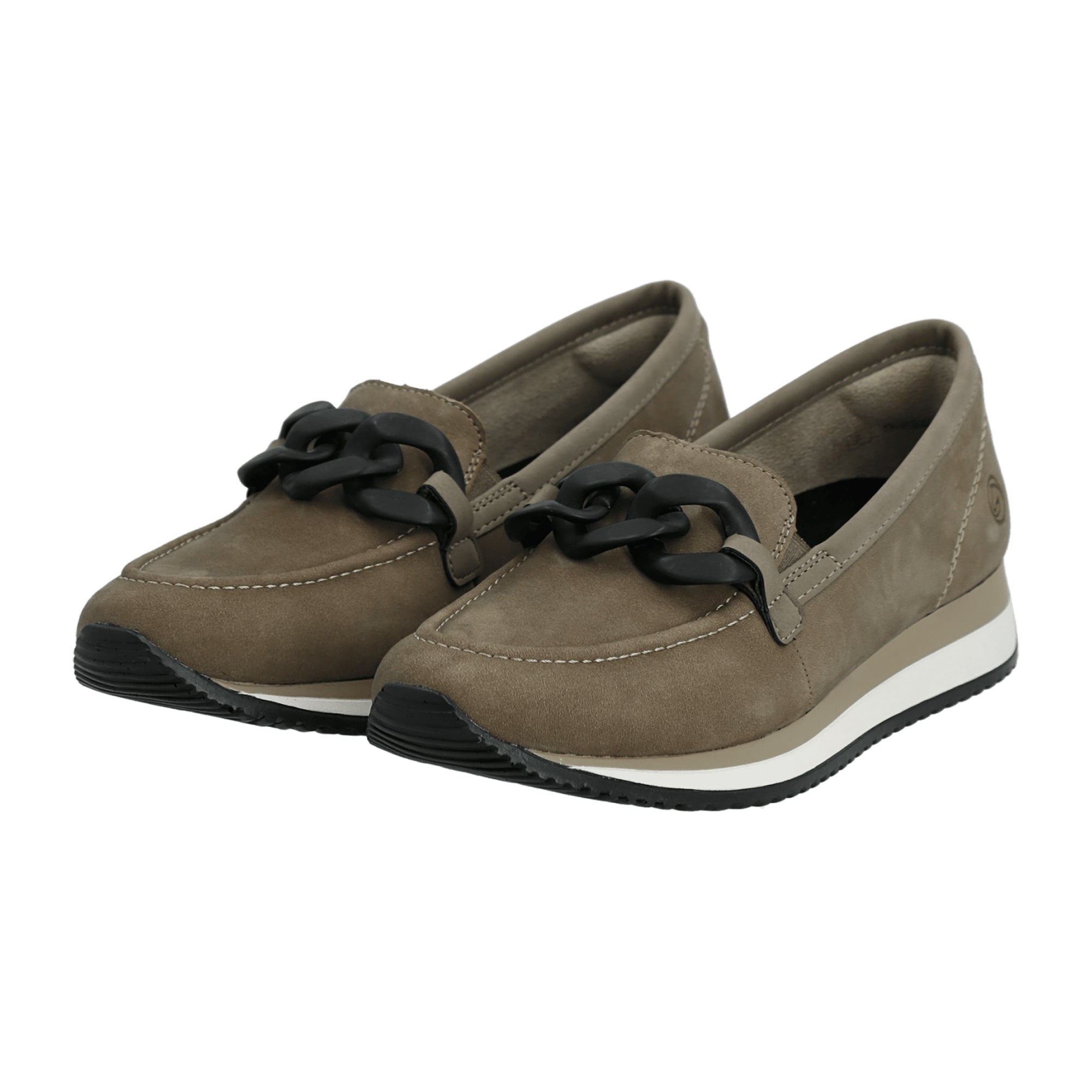 Remonte Brown Women's Slip-On Shoes with Wedge Heel and Suede Upper