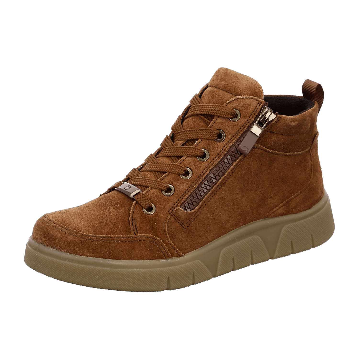 ARA ROM Women's Velour Leather Lace-Up Sneakers in Brown
