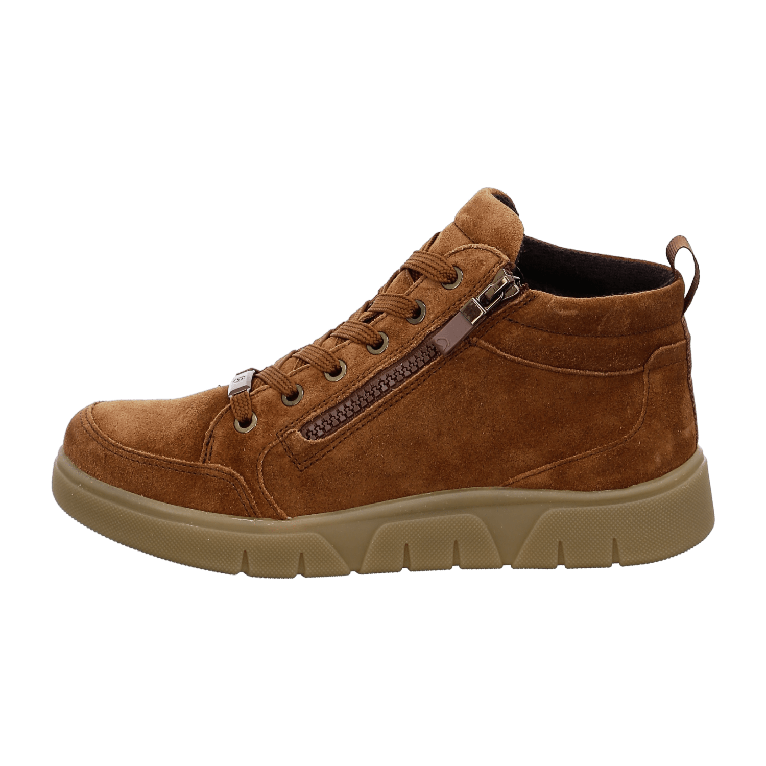 ARA ROM Women's Velour Leather Lace-Up Sneakers in Brown