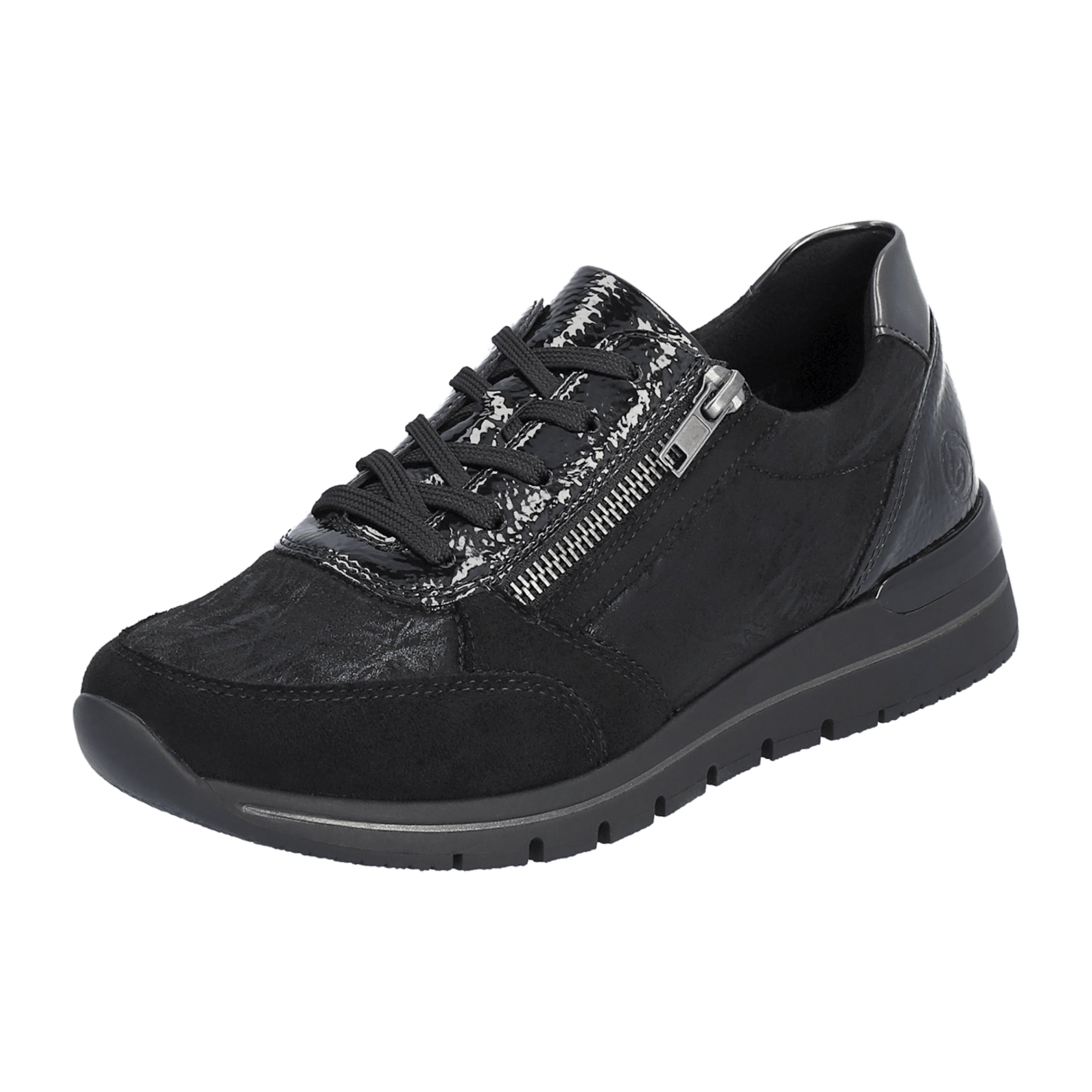 Remonte Women's Black Casual Shoes with Removable Insole and Zip Closure