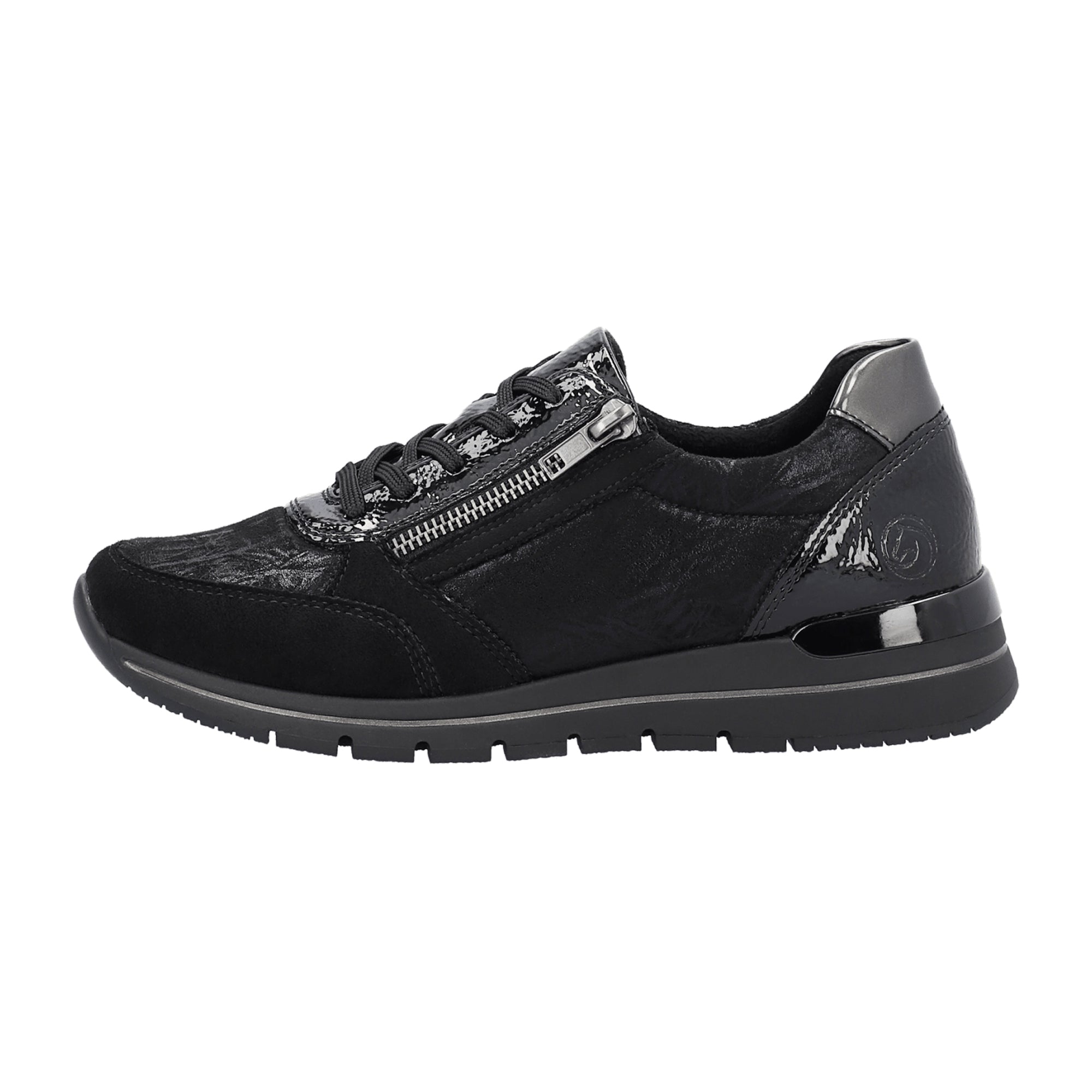 Remonte Women's Black Casual Shoes with Removable Insole and Zip Closure