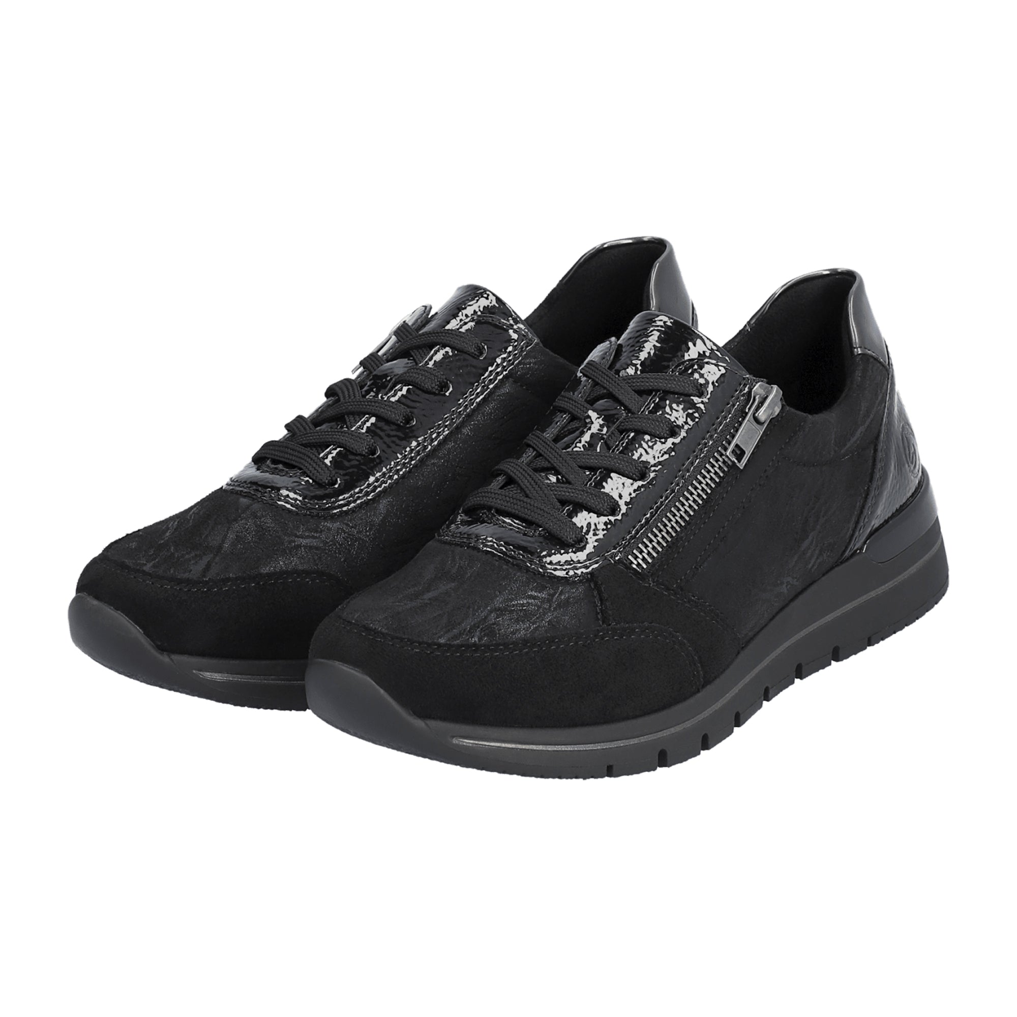 Remonte Women's Black Casual Shoes with Removable Insole and Zip Closure