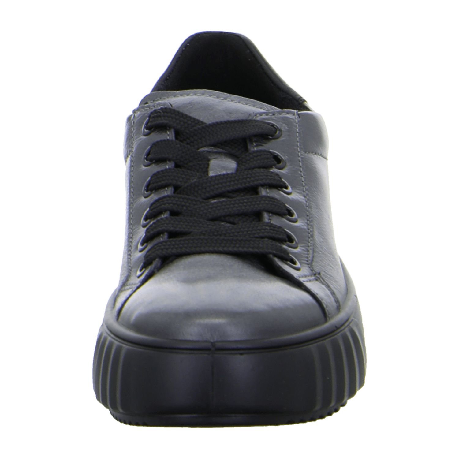 ARA MONACO Women's Sneakers in Grey, Smooth Leather with Side Zip and Round Toe