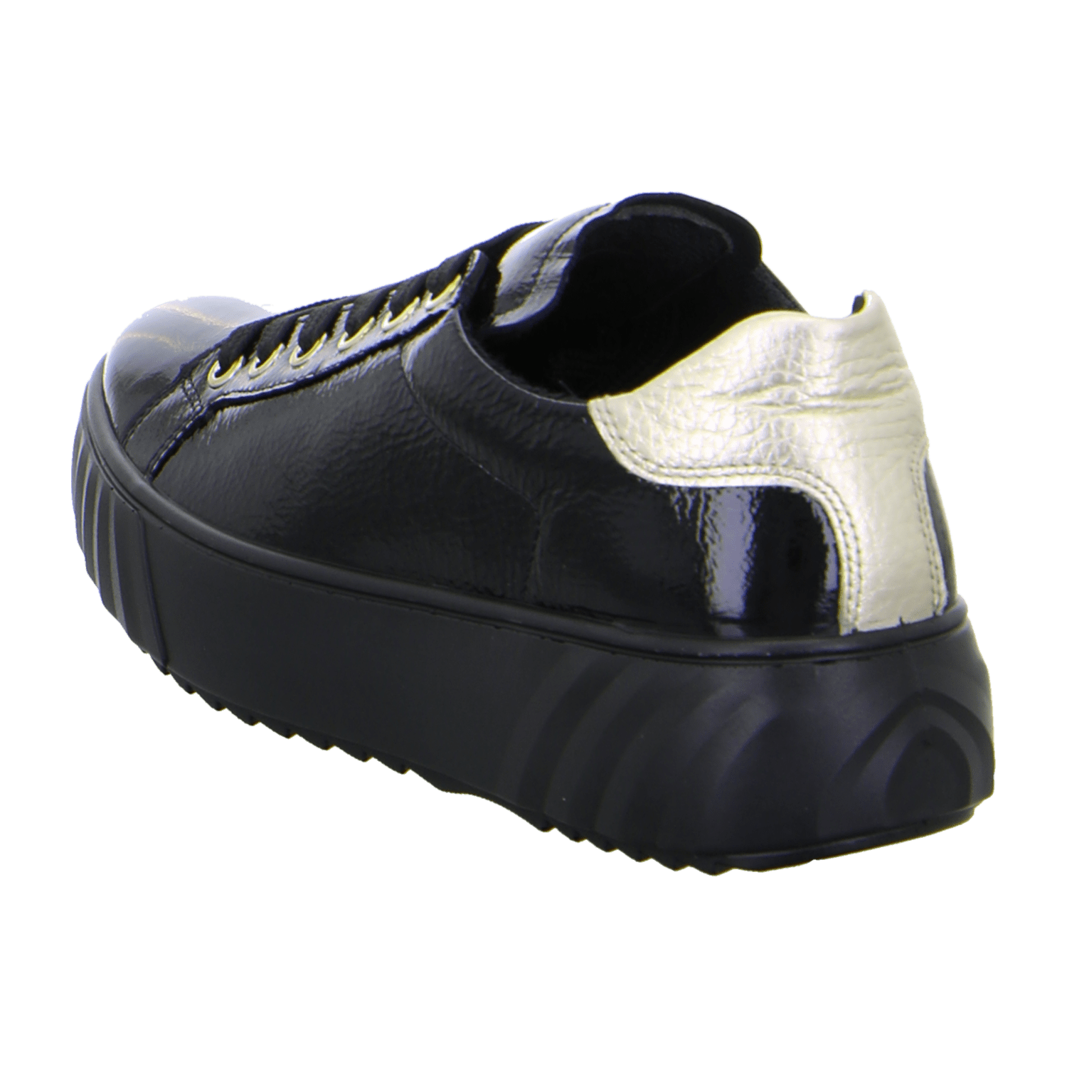 ARA Monaco Women's Sneakers in Black Patent Leather with Zipper and Round Toe - Bartel-Shop