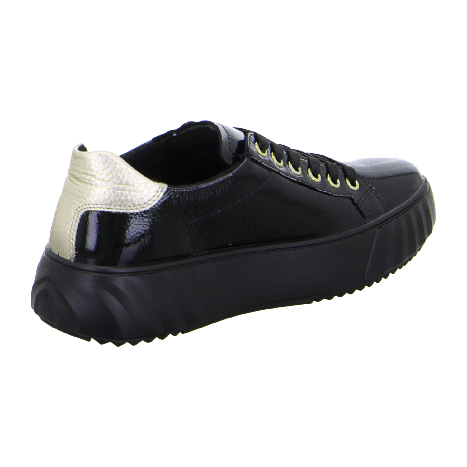 ARA Monaco Women's Sneakers in Black Patent Leather with Zipper and Round Toe - Bartel-Shop