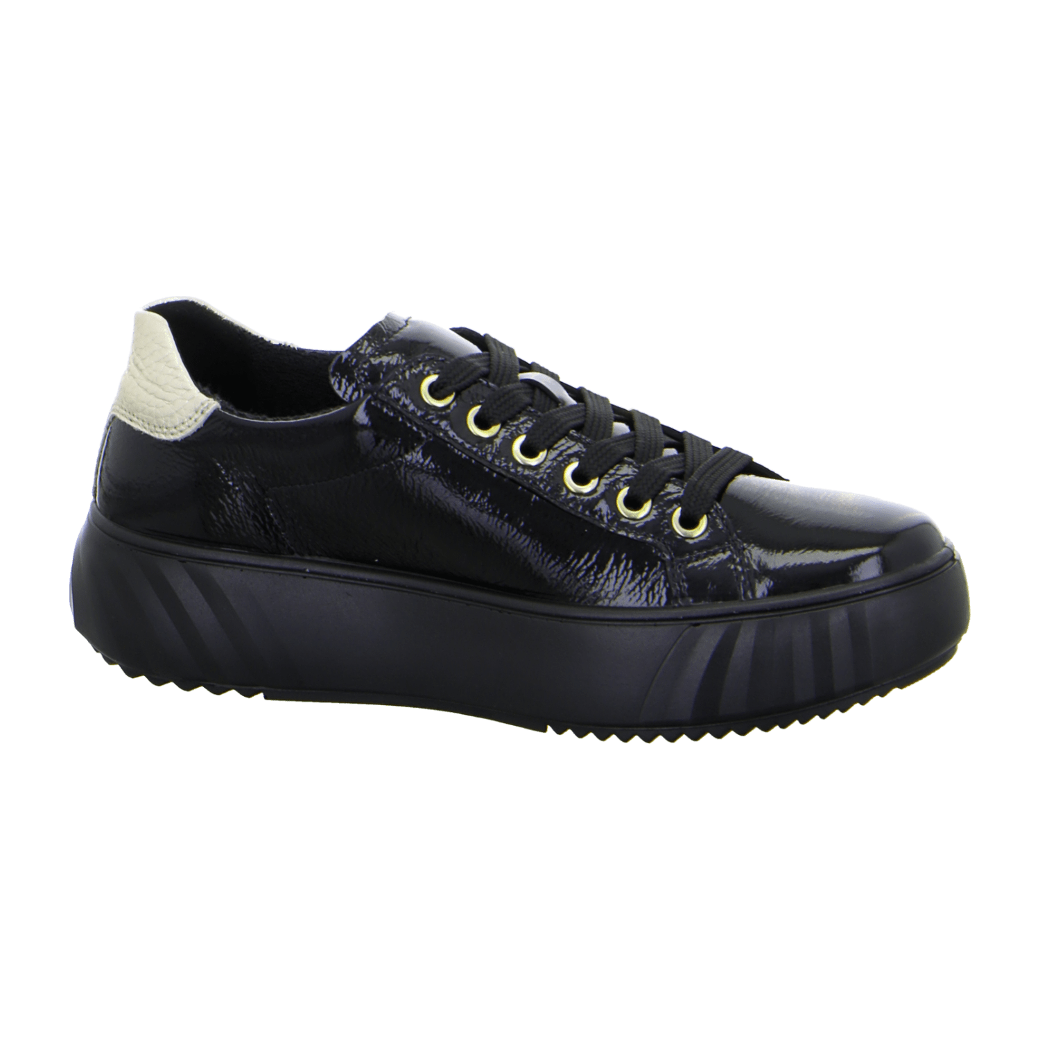 ARA Monaco Women's Sneakers in Black Patent Leather with Zipper and Round Toe - Bartel-Shop