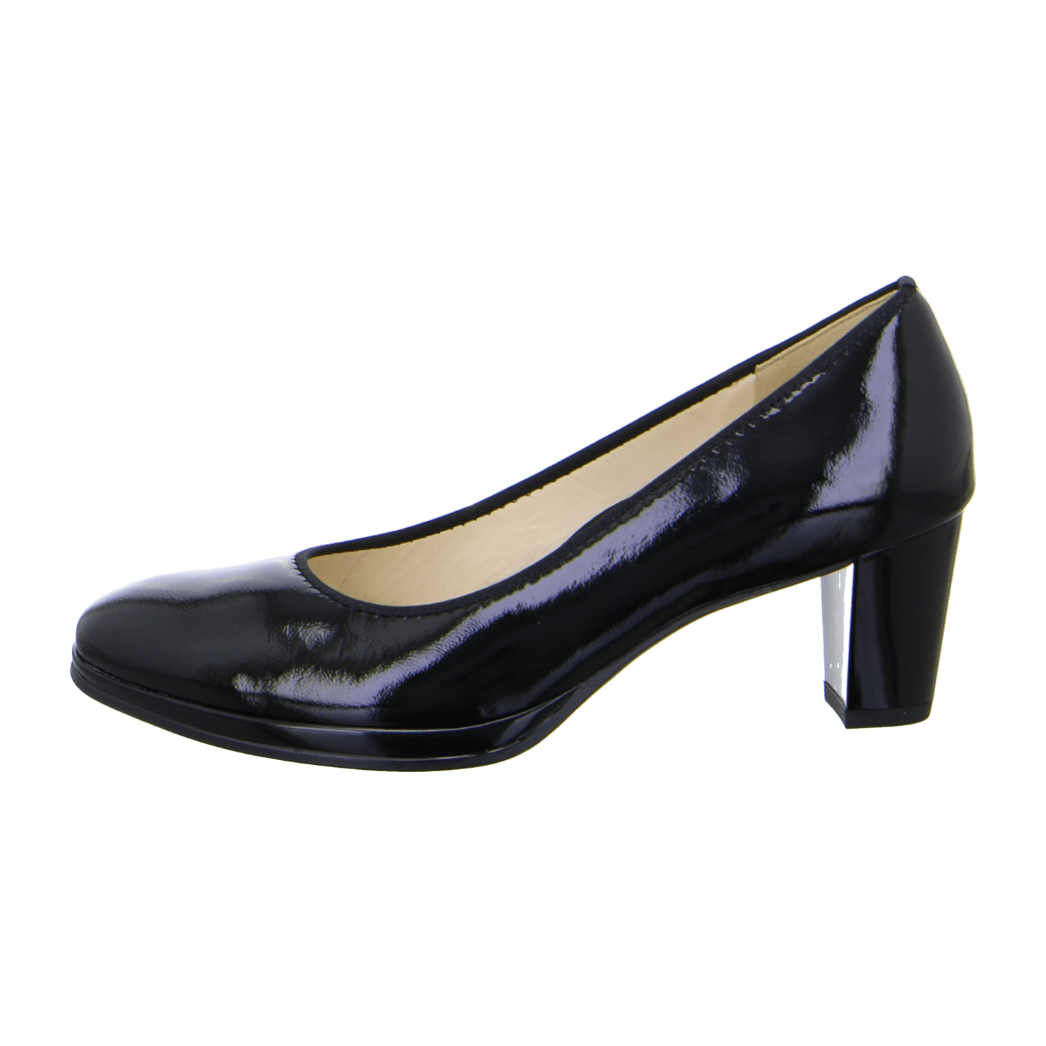 ARA Orly Women's Pumps in Black Patent Leather with Round Toe and Leather Lining
