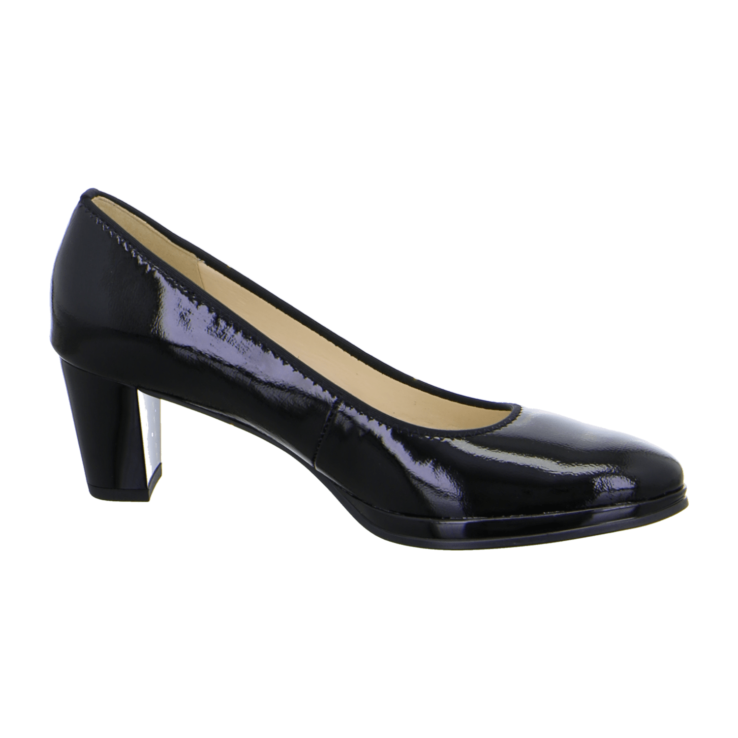 ARA Orly Women's Pumps in Black Patent Leather with Round Toe and Leather Lining - Bartel-Shop