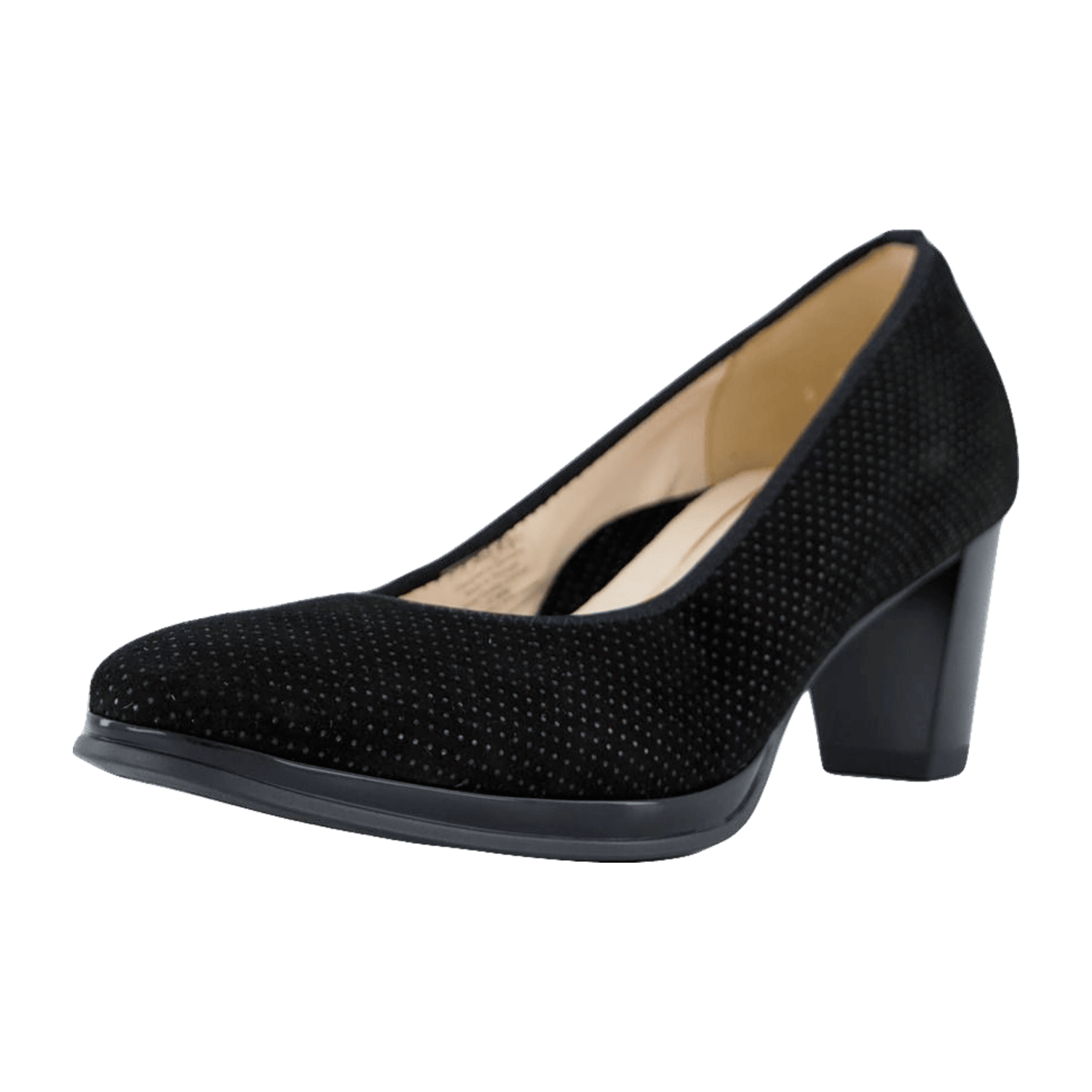 ARA ORLY ORLY-H Women's Pumps in Black Mesh with Velvet Leather and Leather Lining, Pull-On Design with Round Toe and Synthetic Rubber Sole