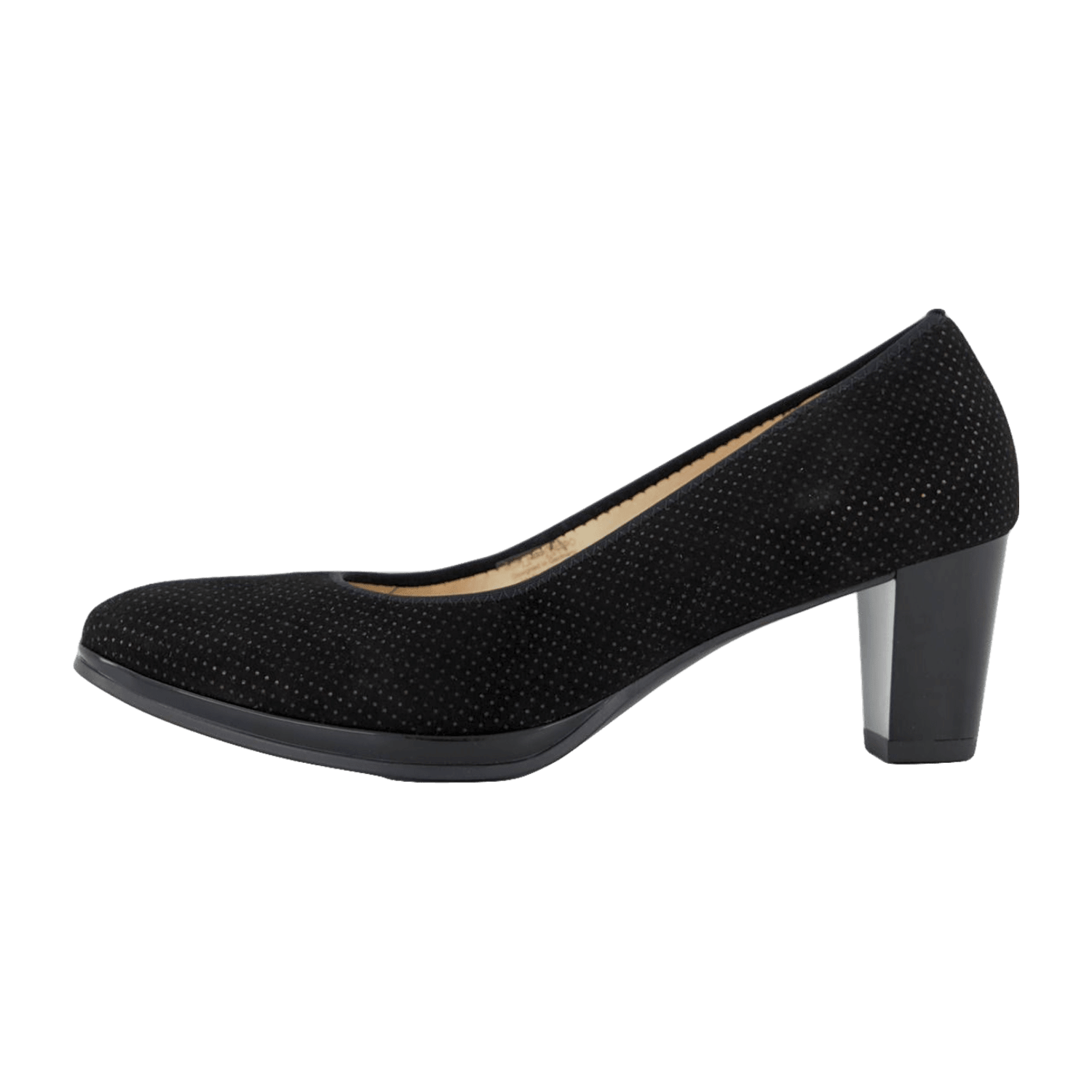 ARA ORLY ORLY-H Women's Pumps in Black Mesh with Velvet Leather and Leather Lining, Pull-On Design with Round Toe and Synthetic Rubber Sole