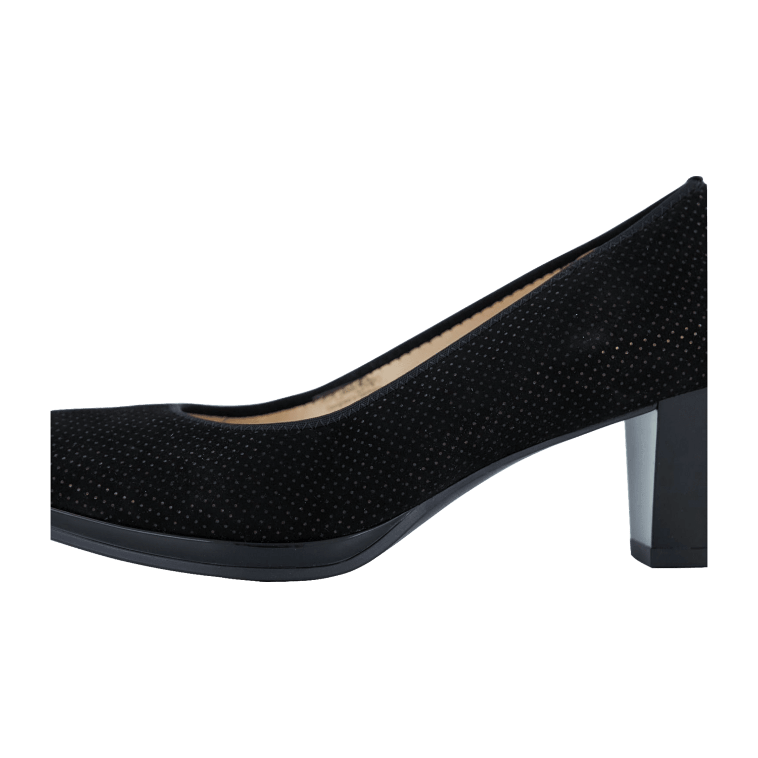 ARA ORLY ORLY-H Women's Pumps in Black Mesh with Velvet Leather and Leather Lining, Pull-On Design with Round Toe and Synthetic Rubber Sole