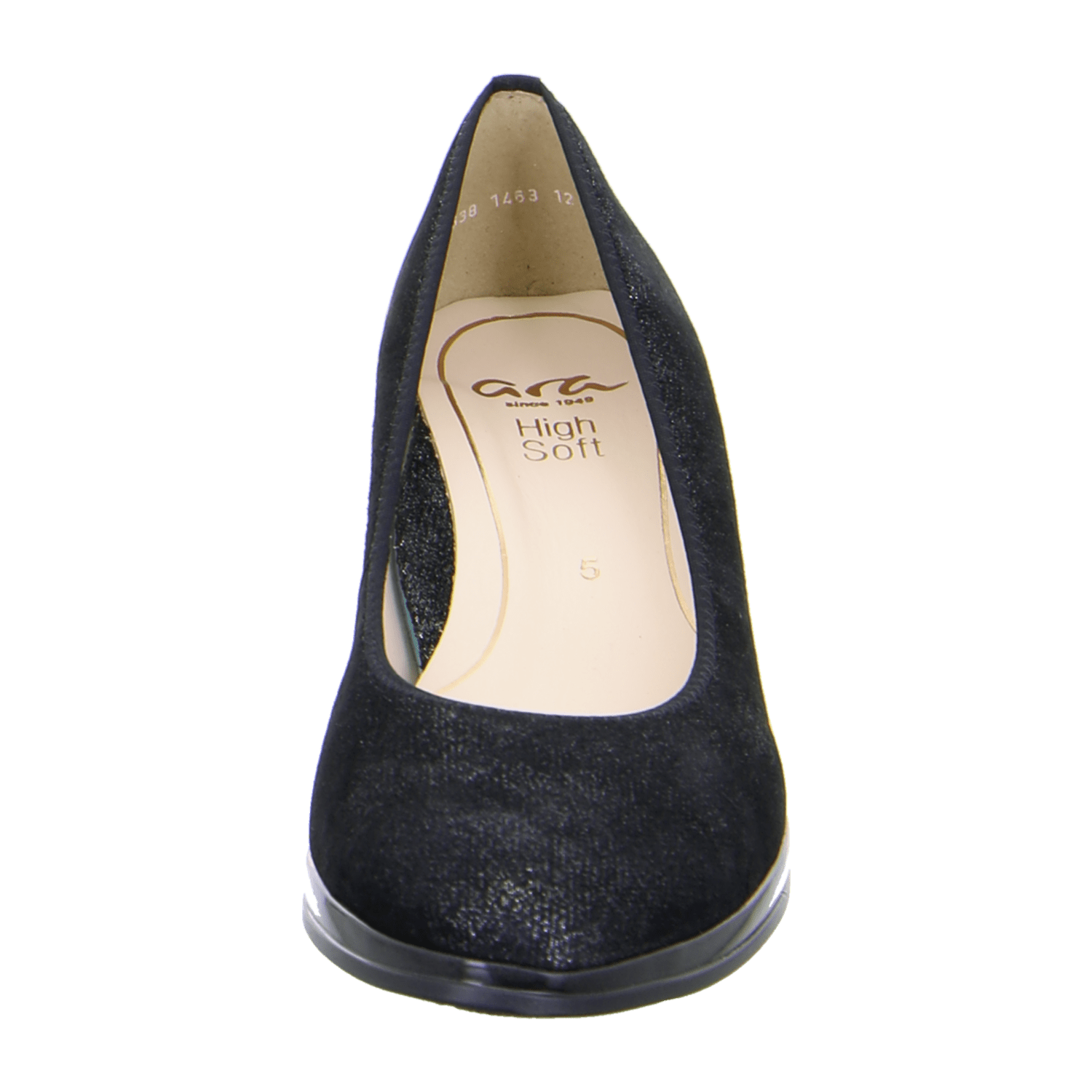 ARA Orly Women's Suede Pumps Black Round Toe Slip-On Pumps with Leather Lining