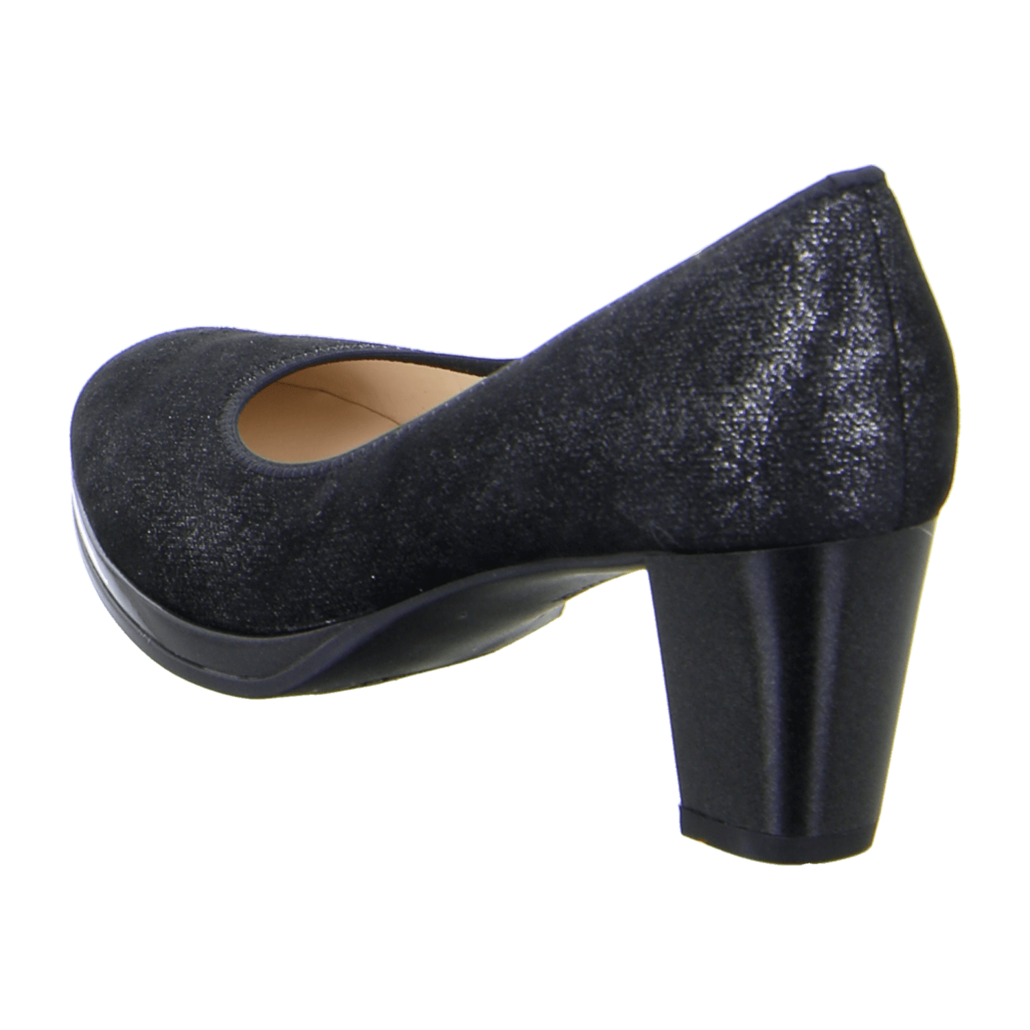 ARA Orly Women's Suede Pumps Black Round Toe Slip-On Pumps with Leather Lining
