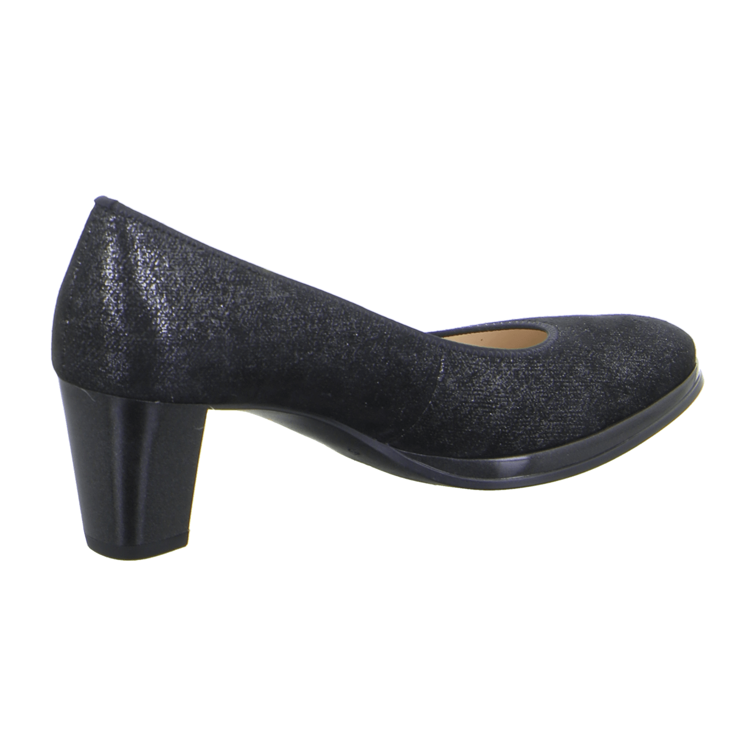 ARA Orly Women's Suede Pumps Black Round Toe Slip-On Pumps with Leather Lining