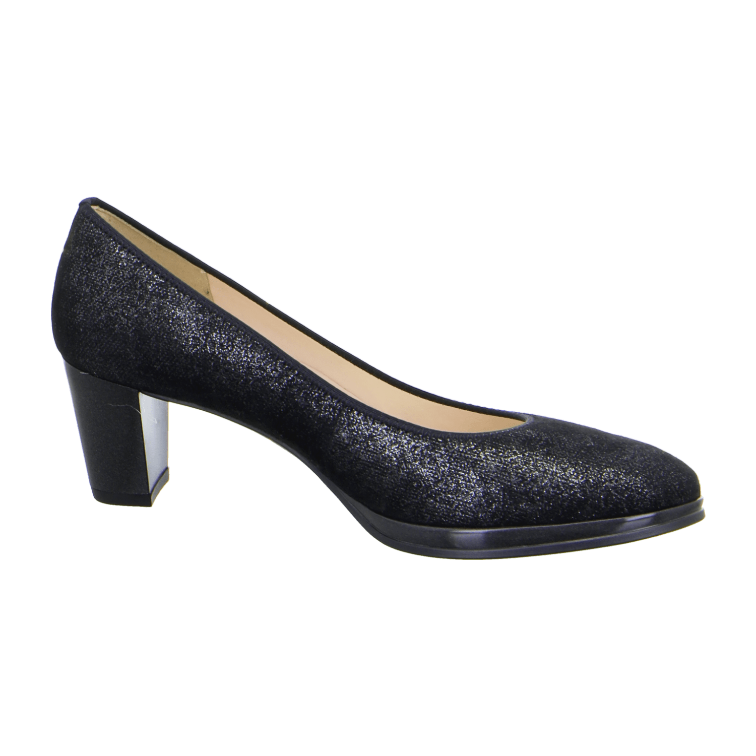 ARA Orly Women's Suede Pumps Black Round Toe Slip-On Pumps with Leather Lining