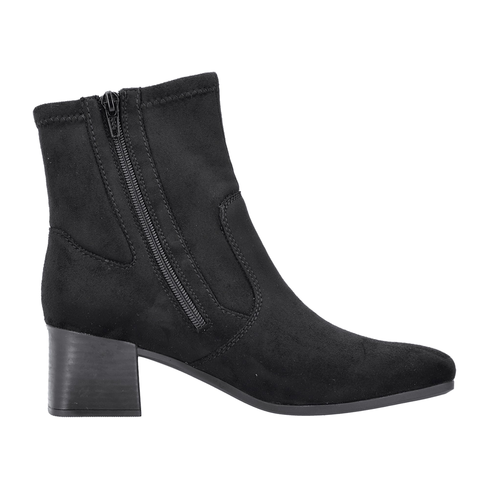 Rieker Black Women's Ankle Boots with Block Heel and Zip Closure