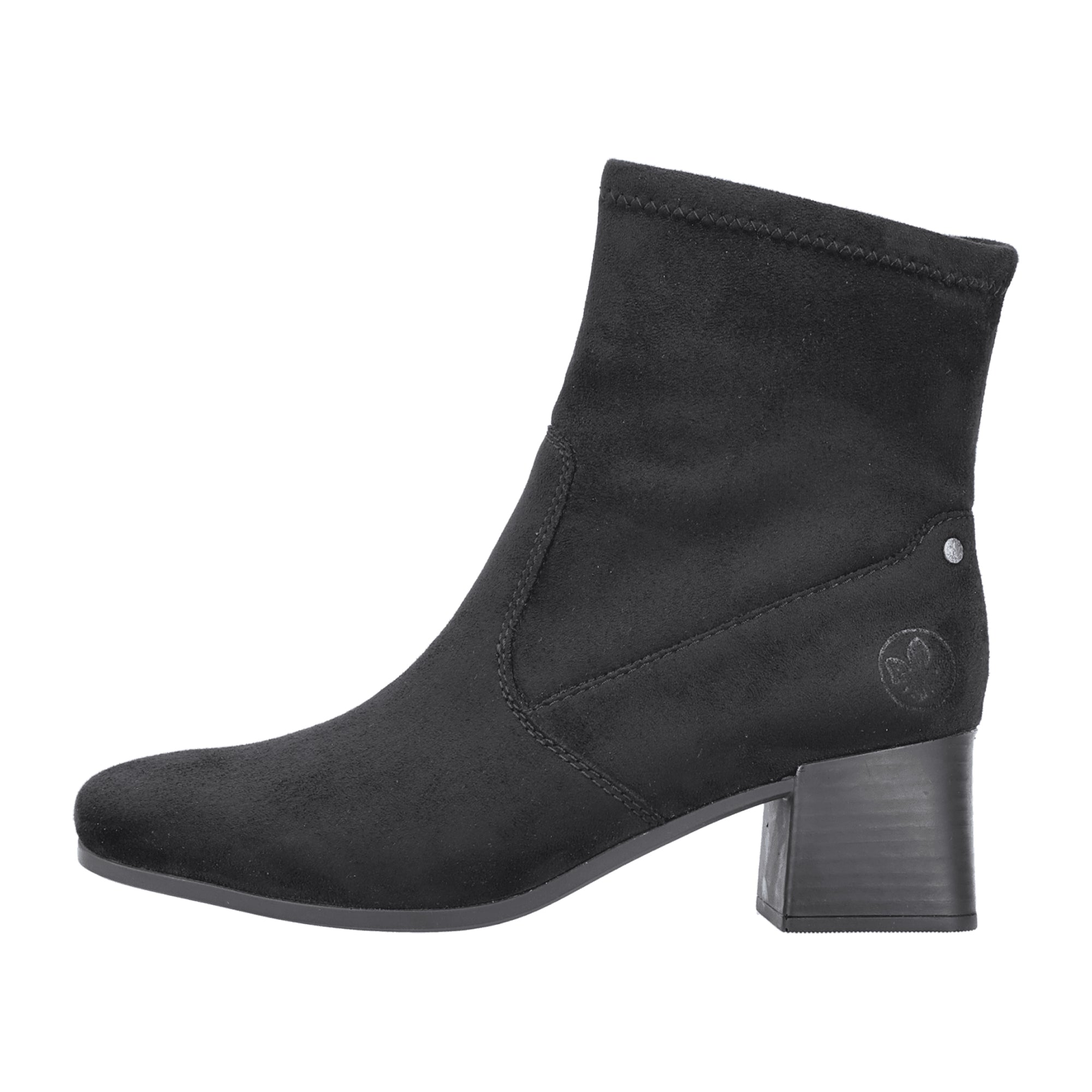 Rieker Black Women's Ankle Boots with Block Heel and Zip Closure