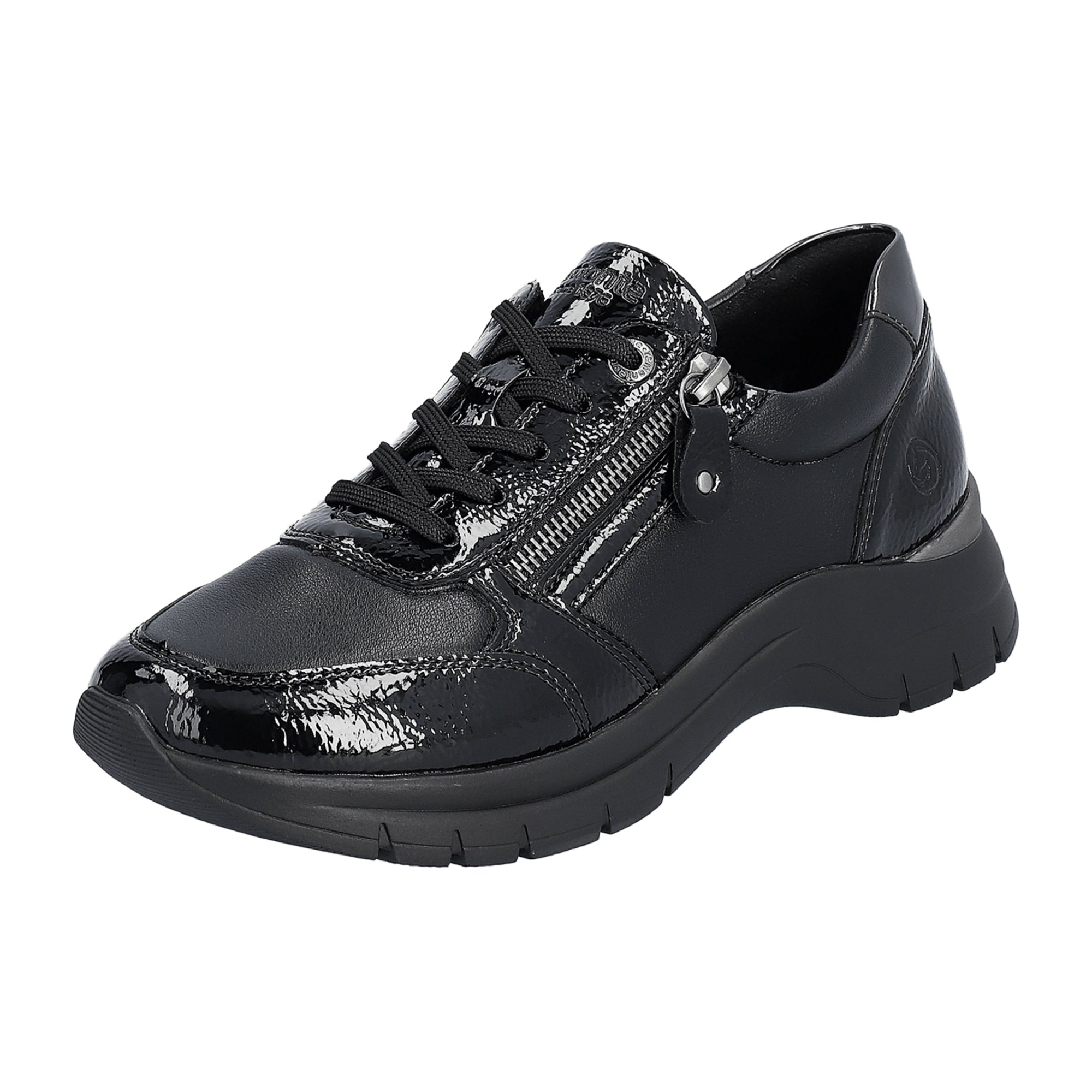 Remonte Women's Black Comfort Shoes with Removable Insole and Zipper Closure