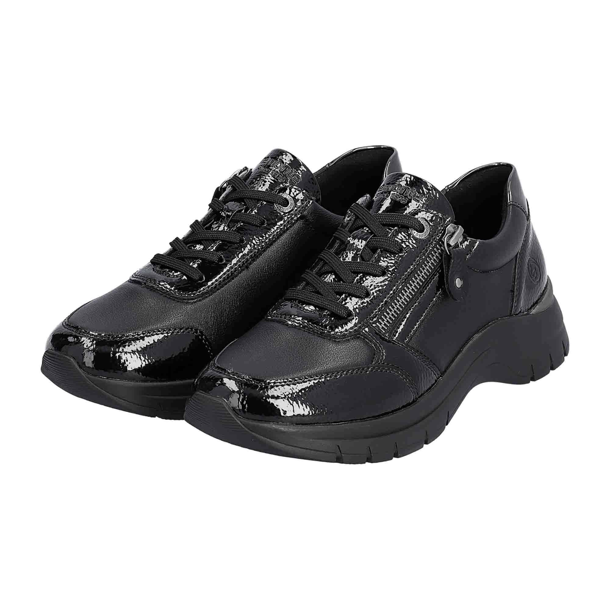 Remonte Women's Black Comfort Shoes with Removable Insole and Zipper Closure