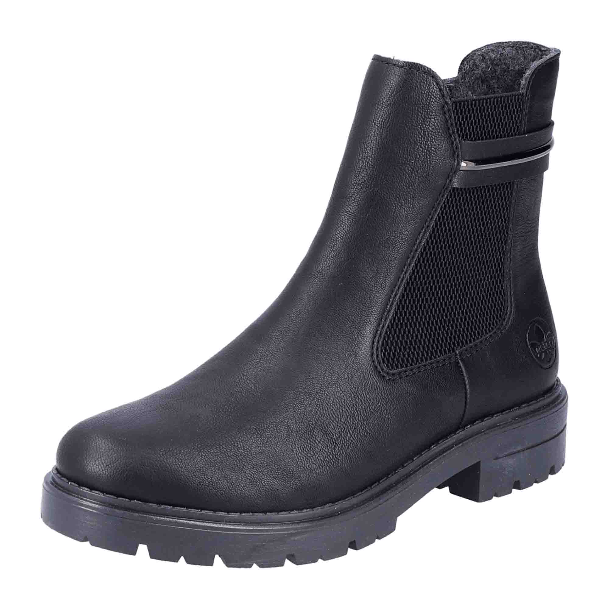 Rieker Black Women's Slip-On Shoes Kunstleder Textile Lining Winter