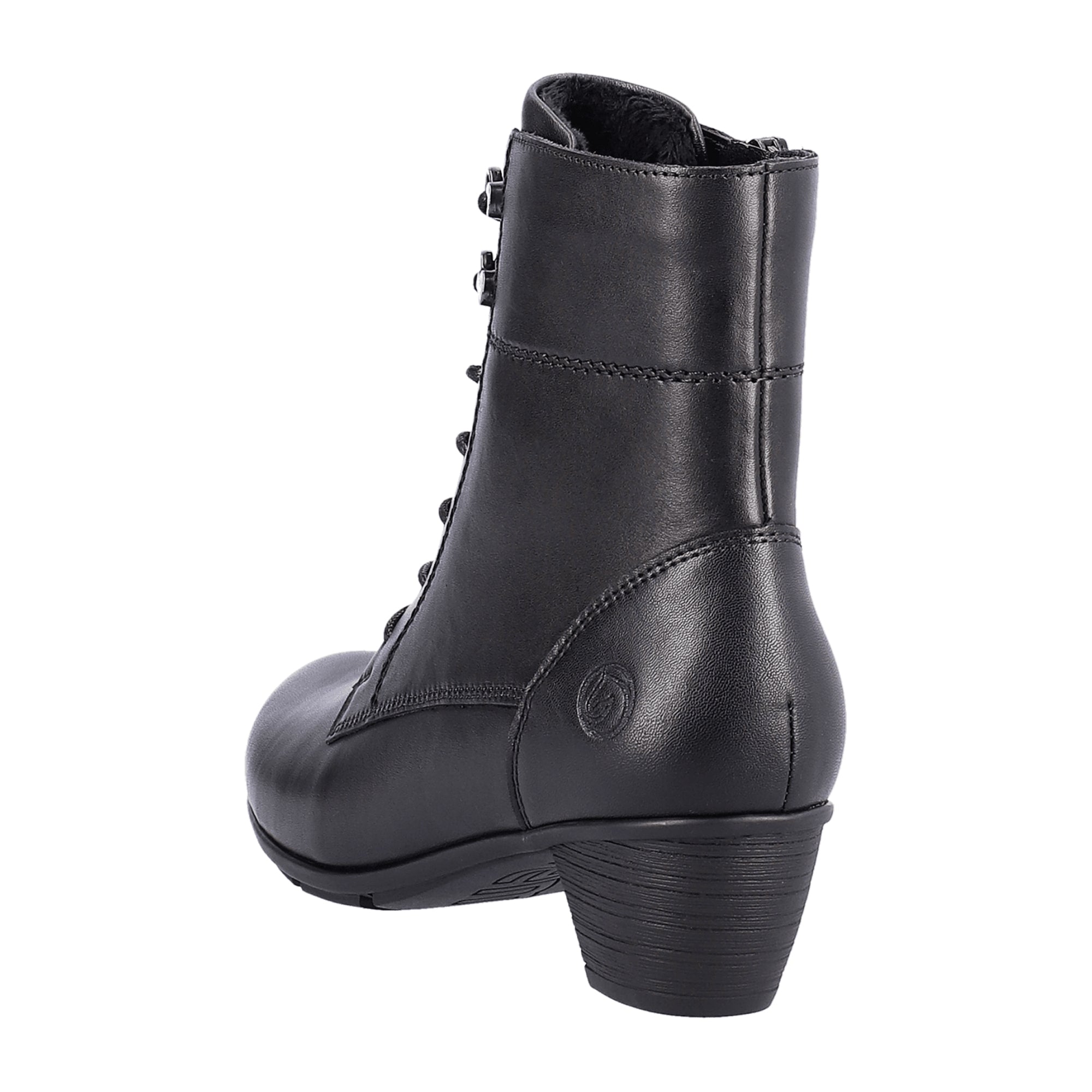 Remonte R10 Black Leather Kitten Heel Boots for Women with Removable Insole