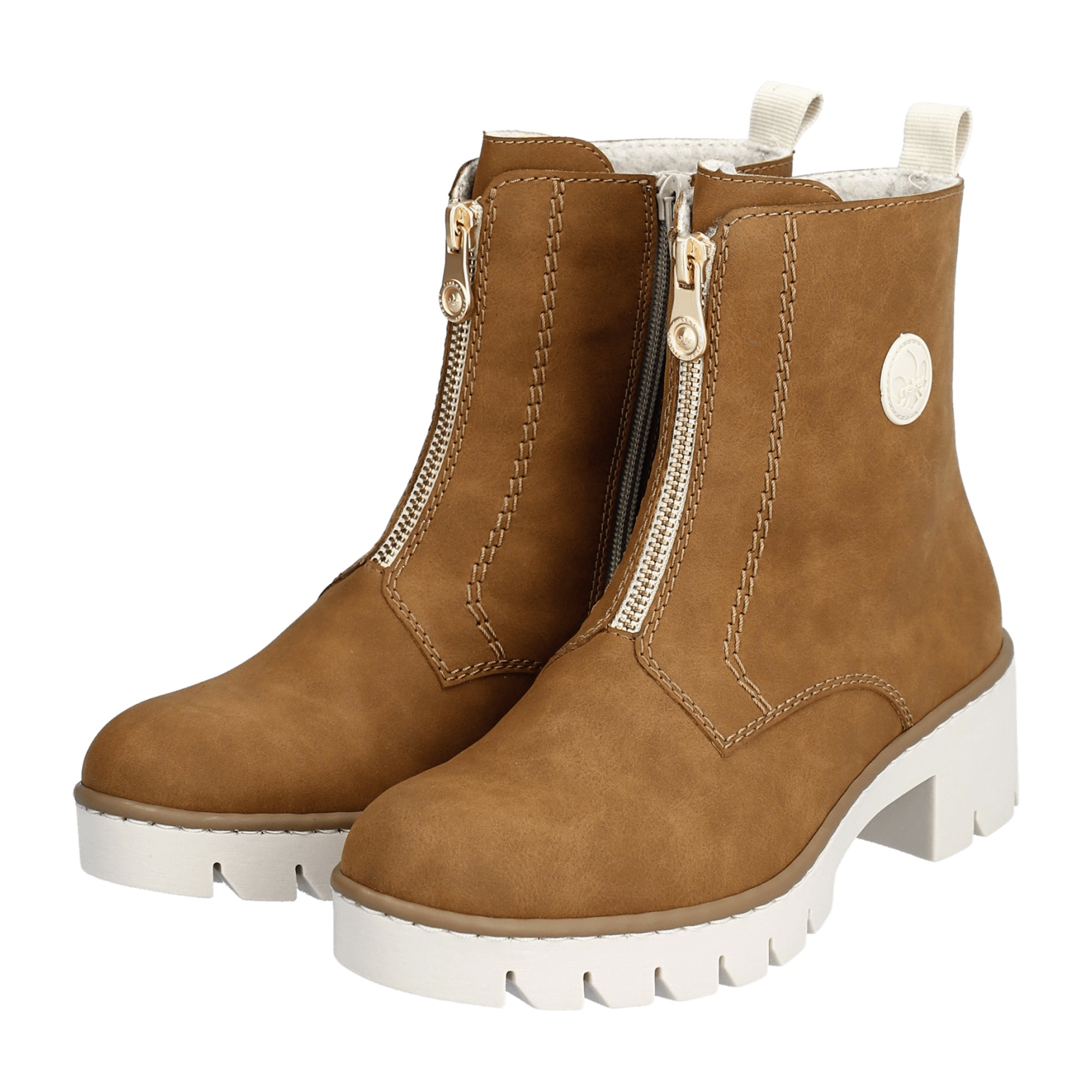 Rieker HWK Brown Women's Boots with Zipper for Fall Winter Synthetic Material