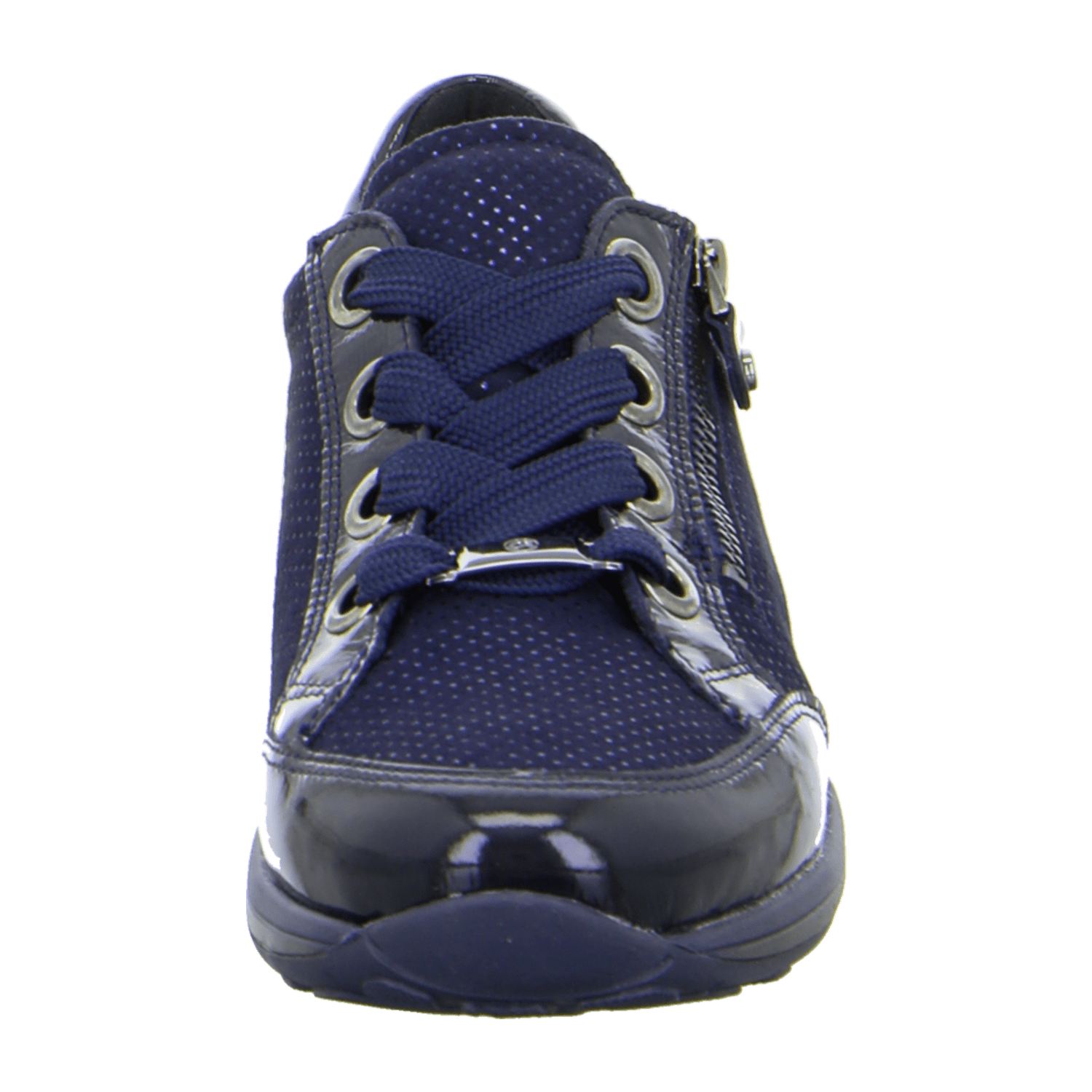 ARA OSAKA Women's Sneakers in Blue Smooth Leather with Lace-Up Closure and Round Toe