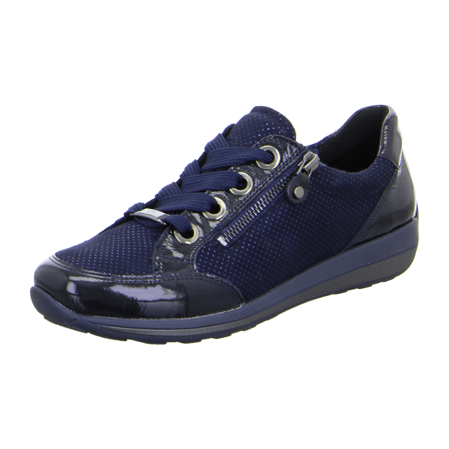 ARA OSAKA Women's Sneakers in Blue Smooth Leather with Lace-Up Closure and Round Toe