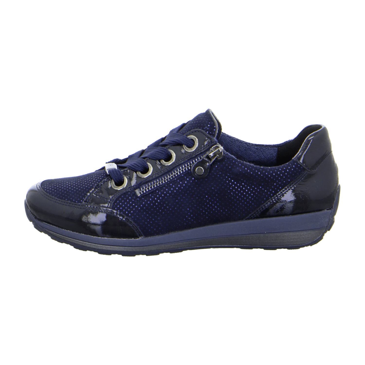 ARA OSAKA Women's Sneakers in Blue Smooth Leather with Lace-Up Closure and Round Toe