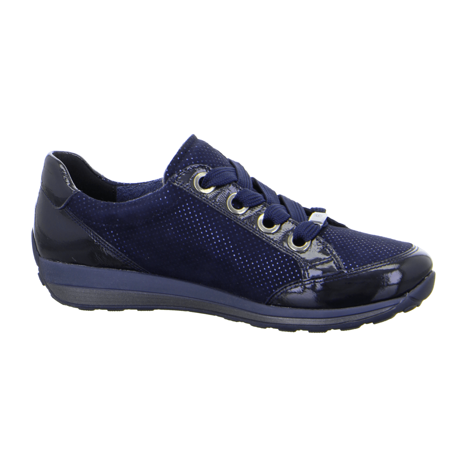 ARA OSAKA Women's Sneakers in Blue Smooth Leather with Lace-Up Closure and Round Toe