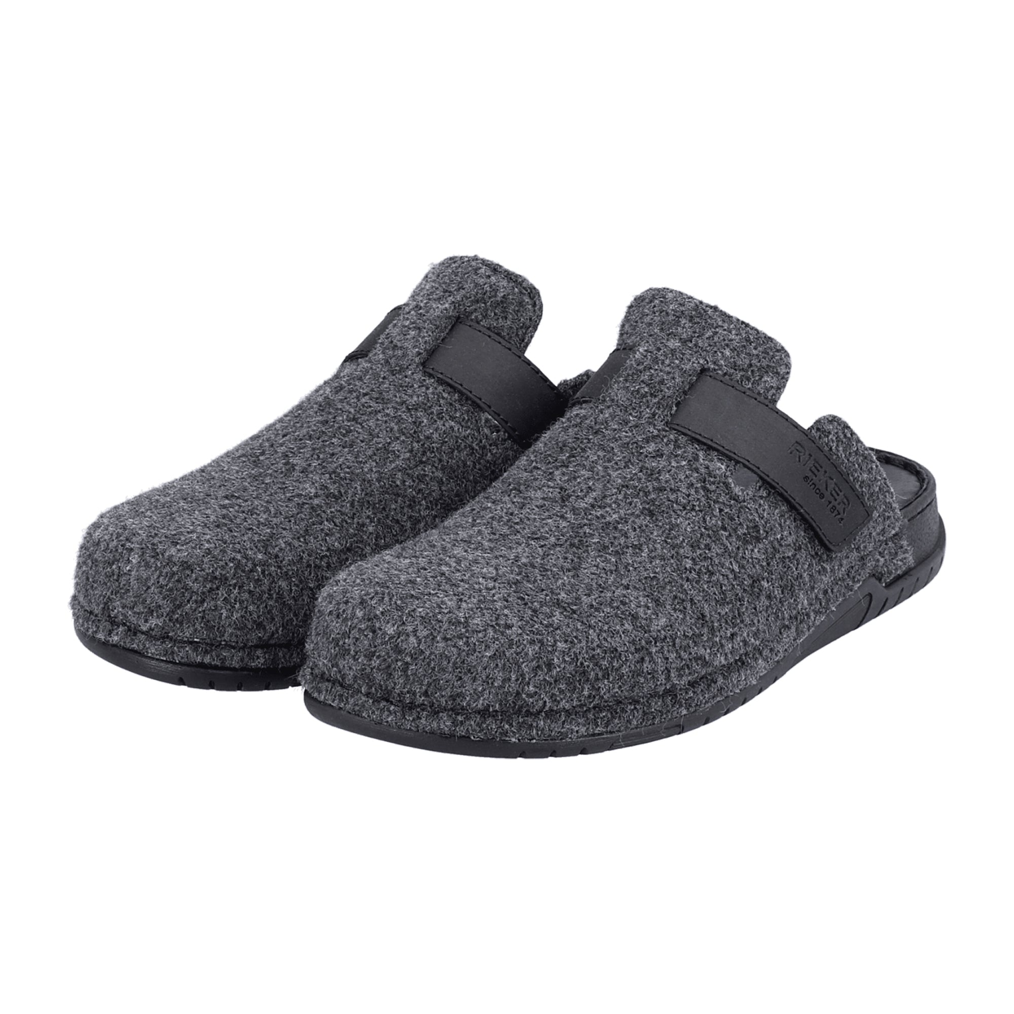 Rieker Men's Gray Sandals Comfortable Wide Fit Casual Slip-On Warm Lined