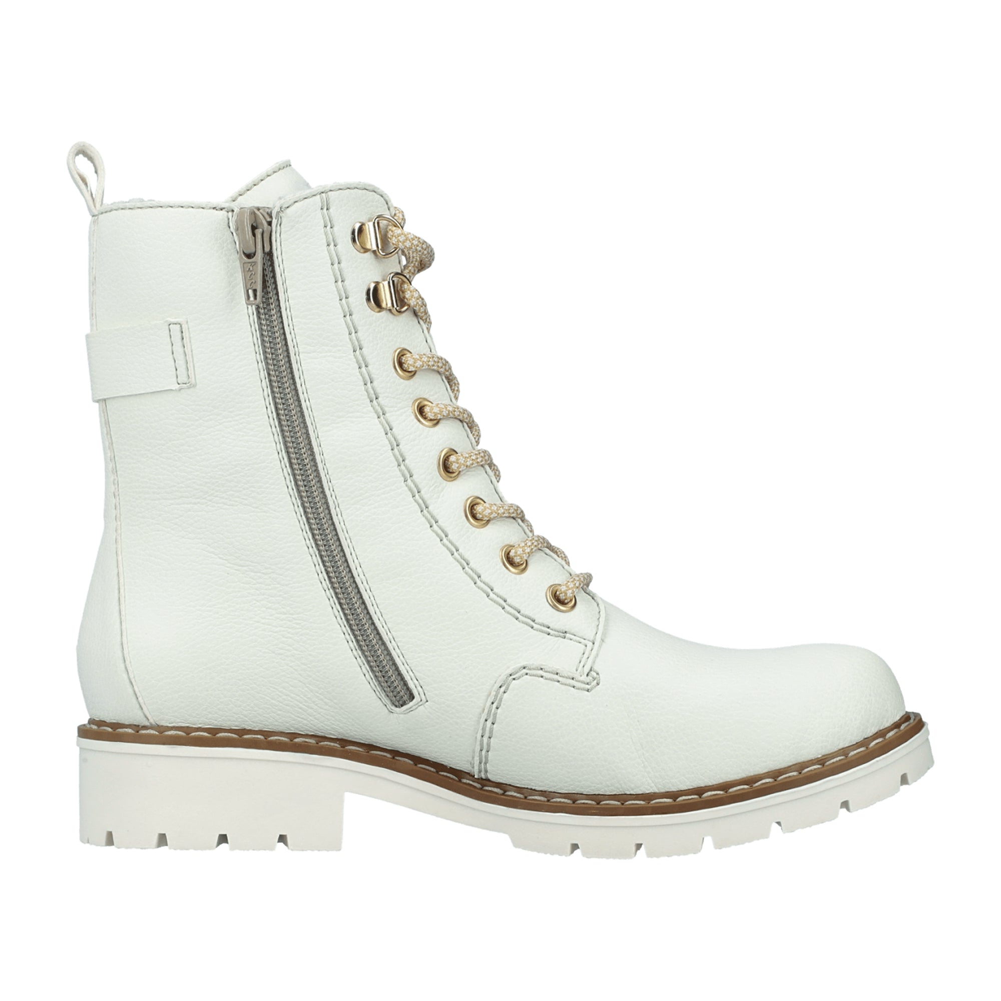 Rieker Women's White Boots Y912680 Warm Lined with Inner Zipper for Winter