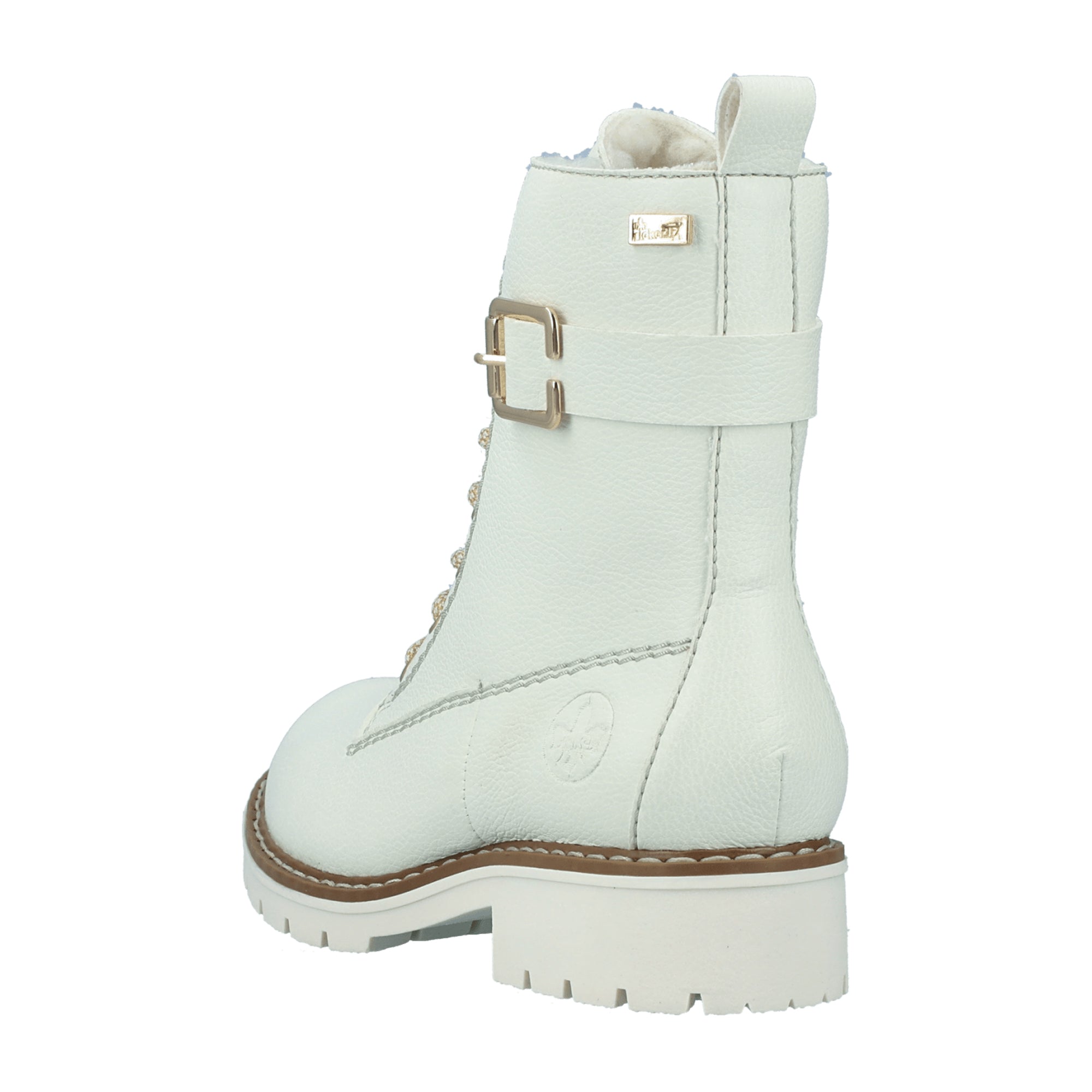 Rieker Women's White Boots Y912680 Warm Lined with Inner Zipper for Winter