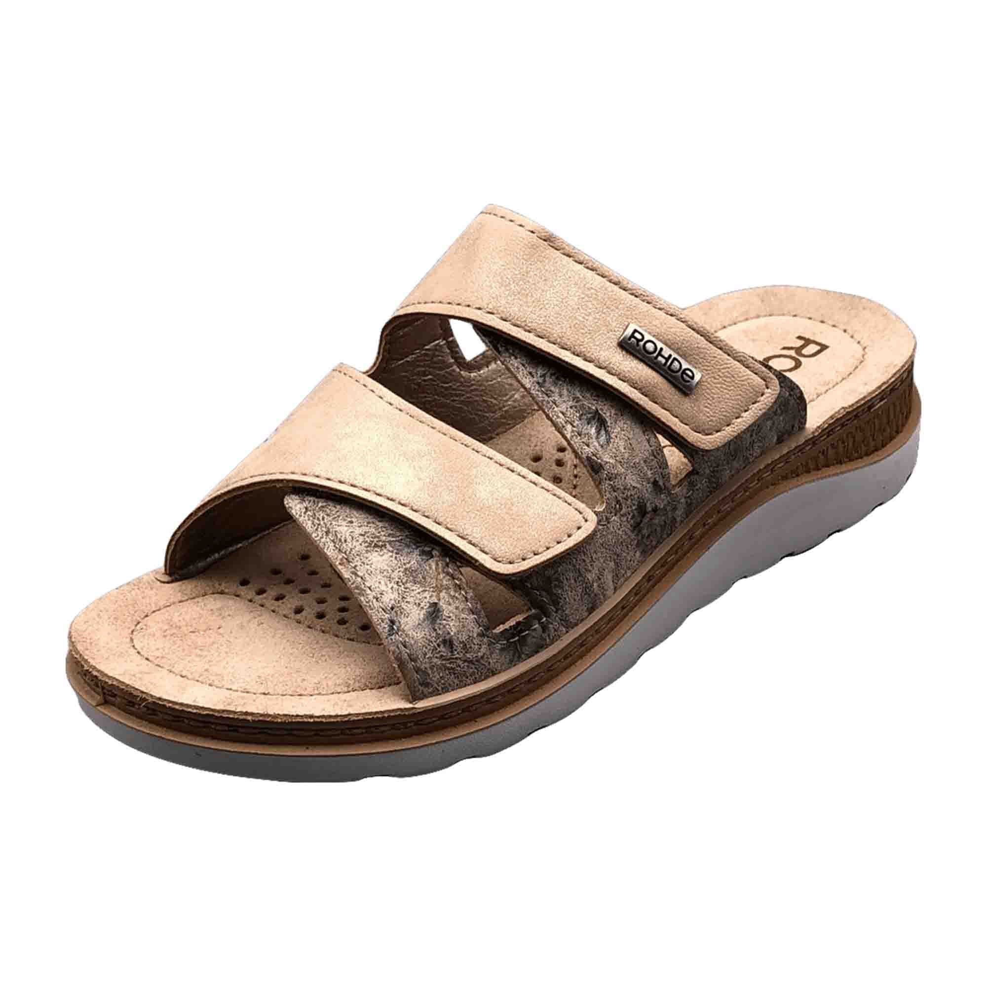 Rohde Baviera Women's Beige Leather Shoes with Velcro Closure