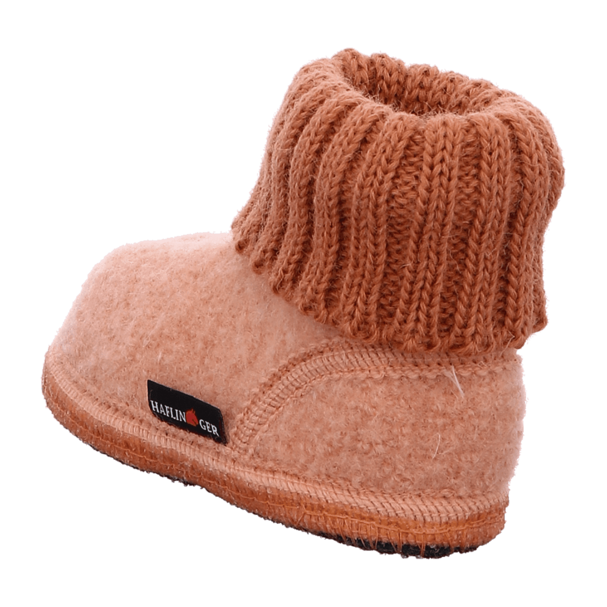 HAFLINGER Karl Wool Felt Slippers - House Shoes with Collar Rosé Antique