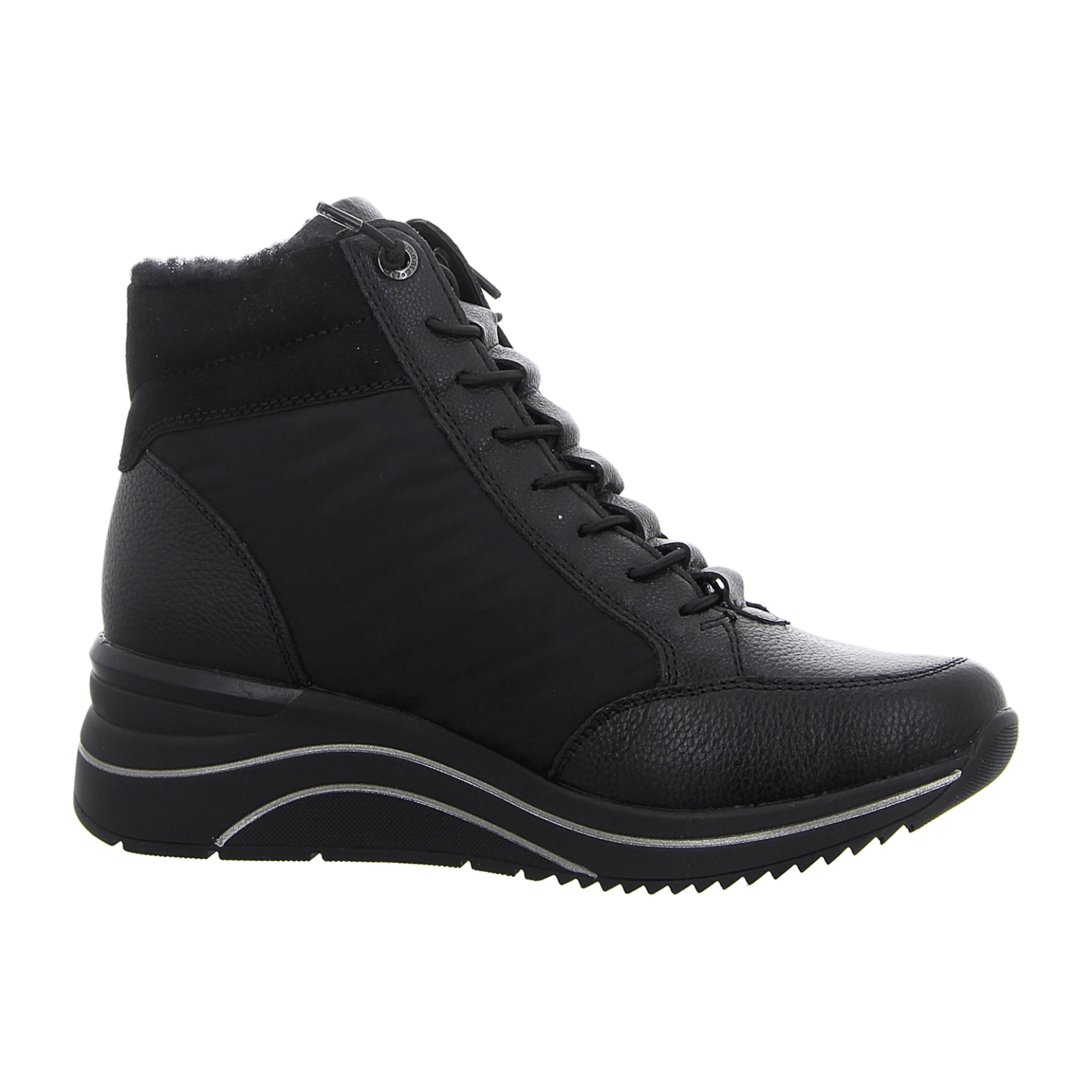 Remonte D0T72-01 Women's Black Wedge Heel Sneakers with Laces