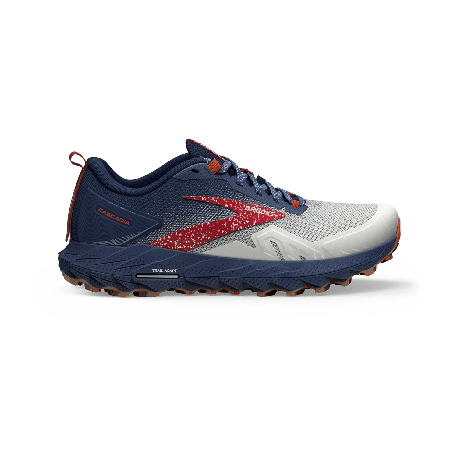Brooks Women's Cascadia 17 Trail Running Shoes in White, Navy, Bittersweet - Lace-Up Sneakers with Cotton Textile Lining and Rubber Outsole