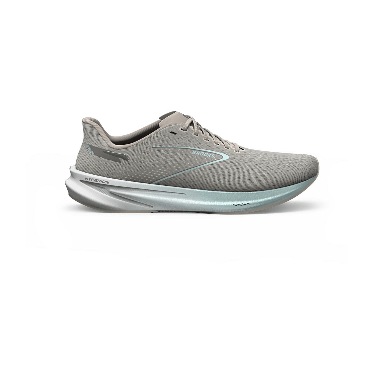 Brooks Women's Hyperion Sneaker - Modern Lace-Up Shoes in Crystal Grey Blue Glass White. Upper made of leather and textile. Rubber outsole.