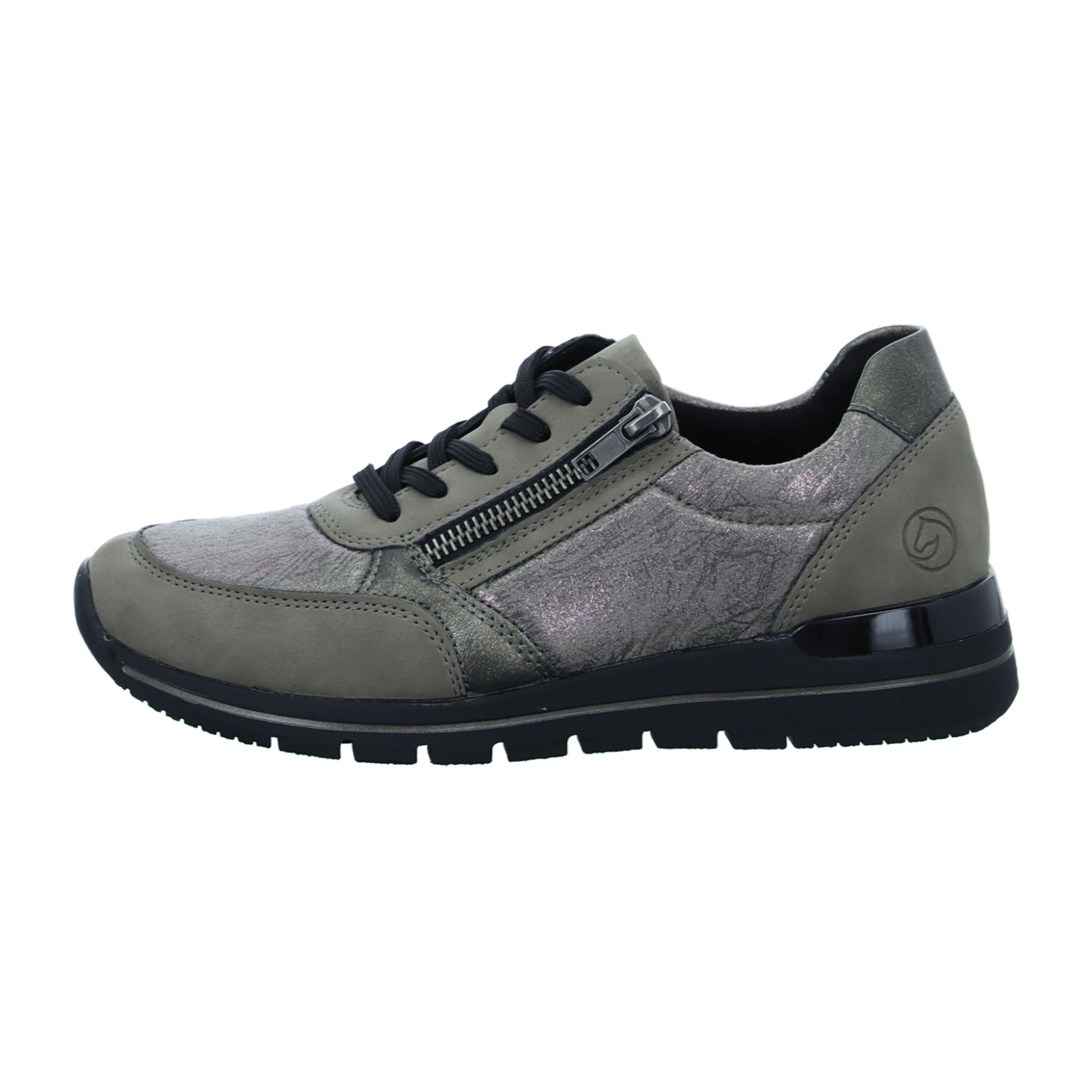 Remonte Women's Grey Casual Shoes with Zip and Lace-Up Closure