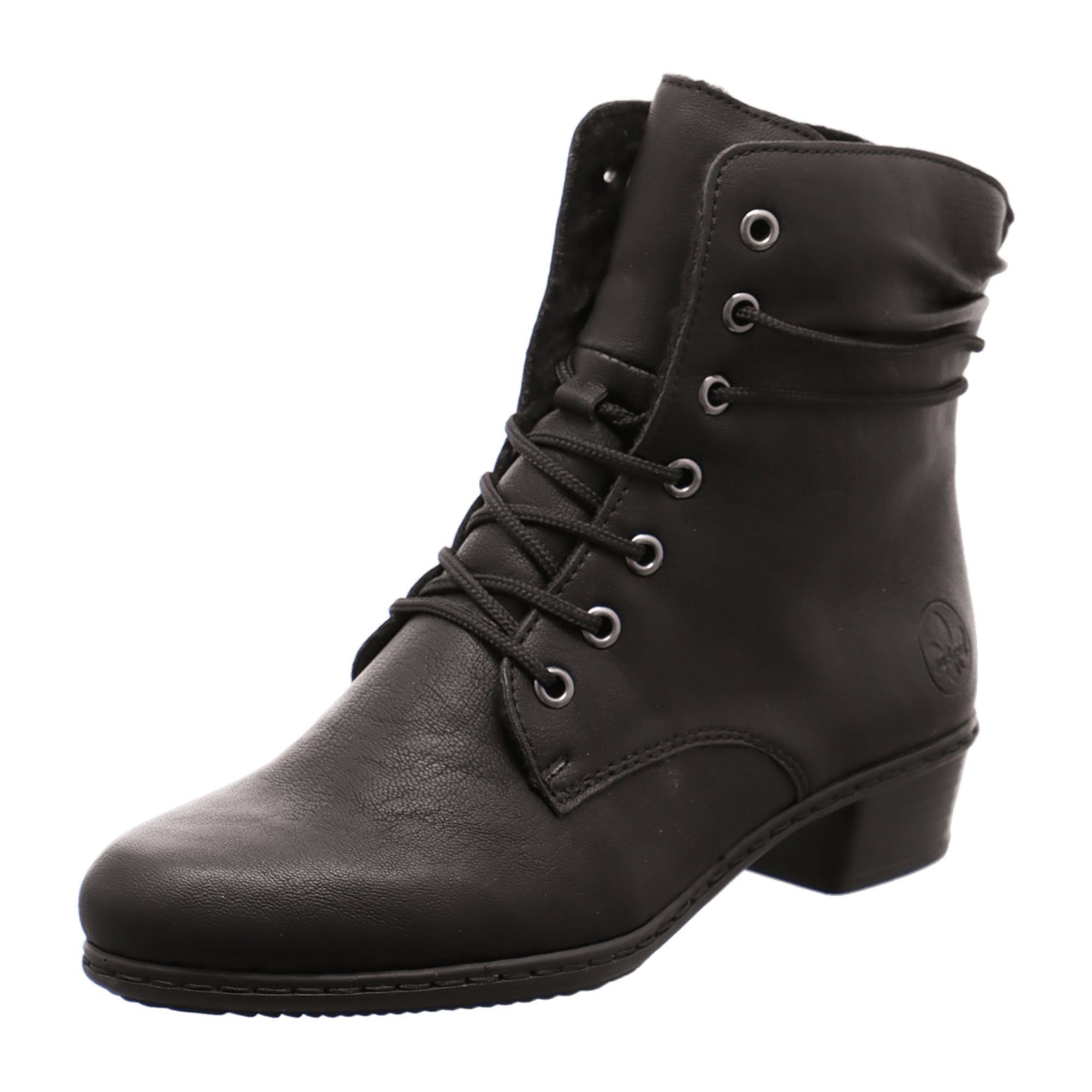 Rieker Y0701-00 Black Women's Shoes Lace-Up Synthetic Leather Winter Boot