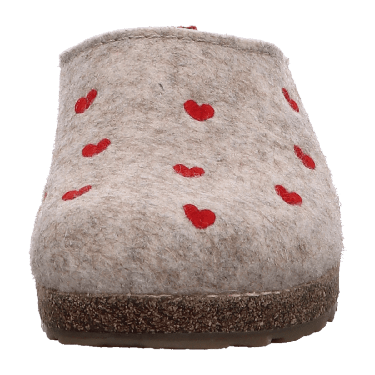 Haflinger Grizzly Cuoricini Women's Wool Felt Slippers with Heart Design