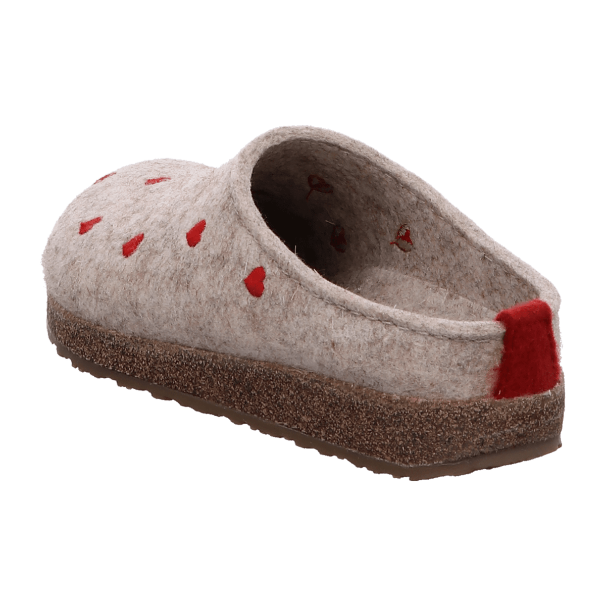 Haflinger Grizzly Cuoricini Women's Wool Felt Slippers with Heart Design