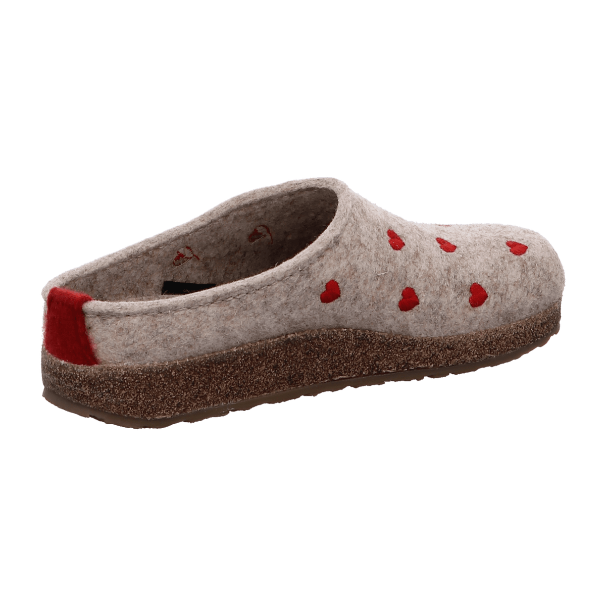 Haflinger Grizzly Cuoricini Women's Wool Felt Slippers with Heart Design